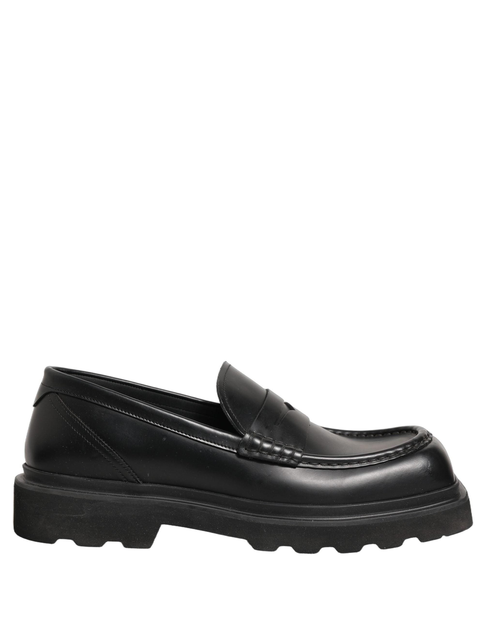 Dolce & Gabbana Black Calfskin Leather Men Dress Loafers Shoes