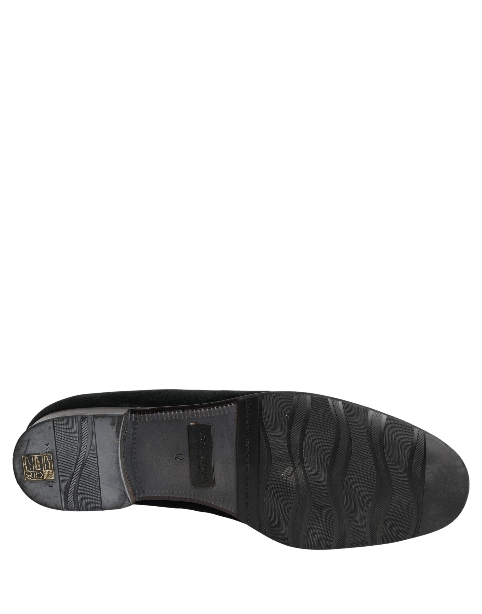 Dolce & Gabbana Black Velvet Loafers Formal Men Dress Shoes