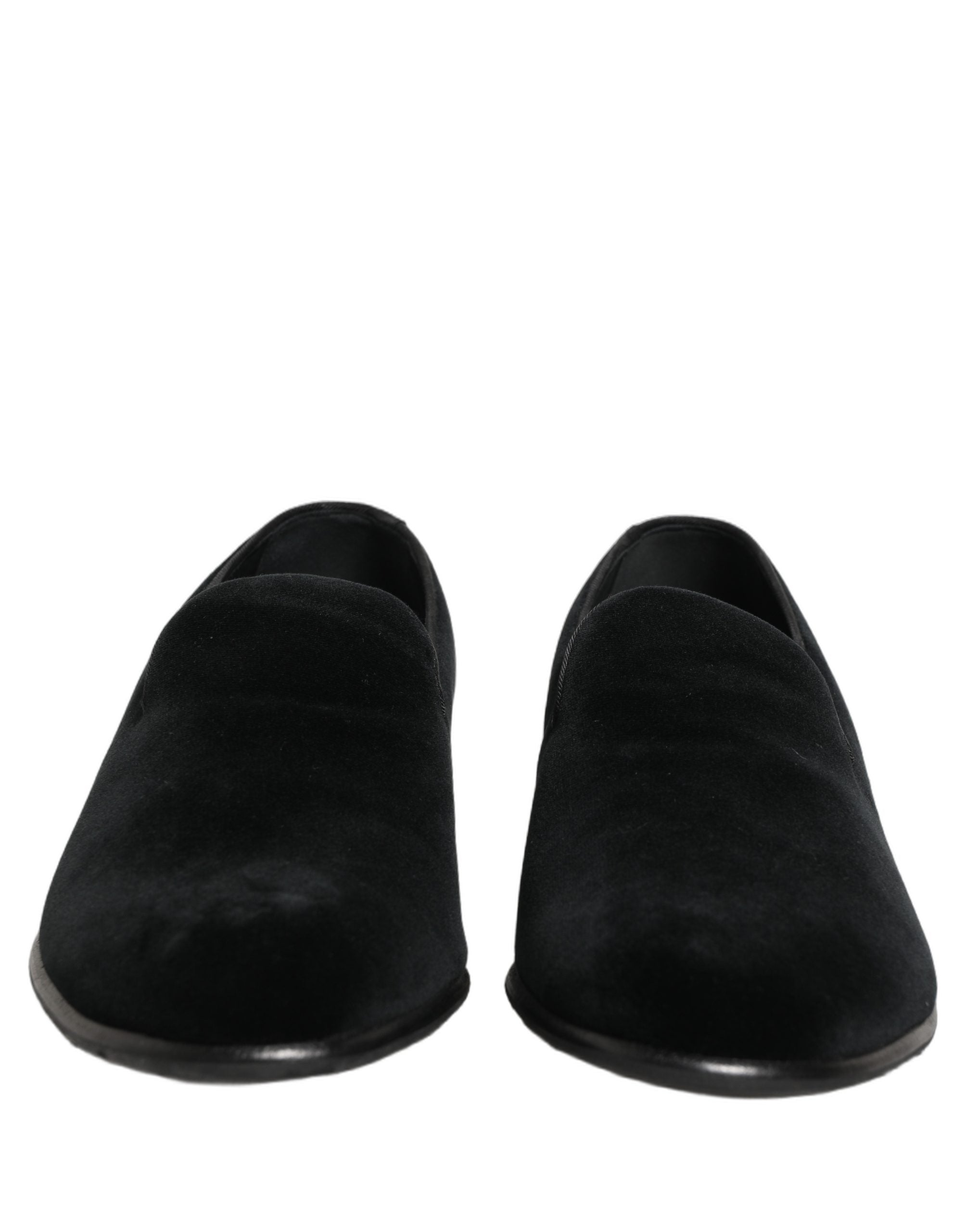 Dolce & Gabbana Black Velvet Loafers Formal Men Dress Shoes