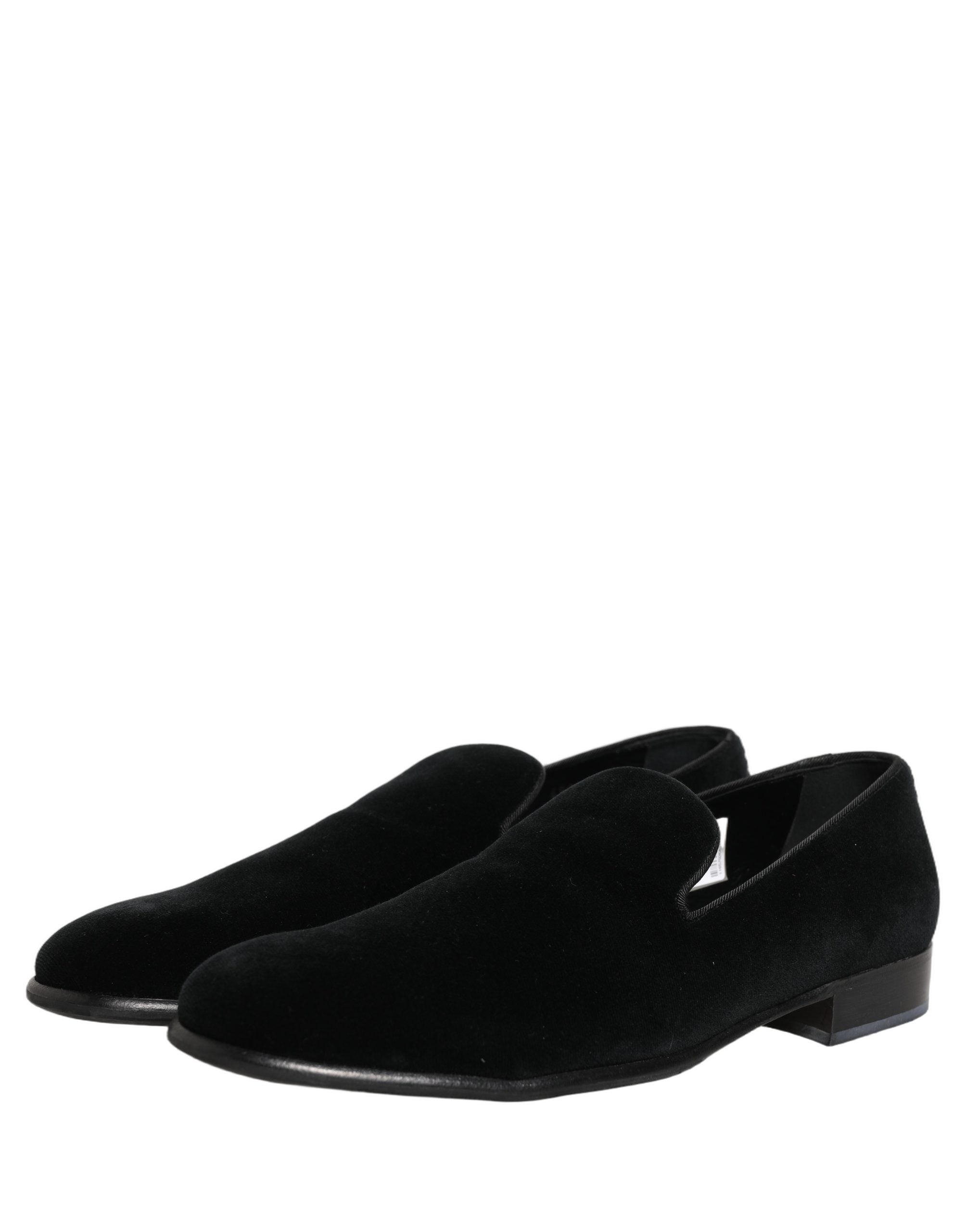 Dolce & Gabbana Black Velvet Loafers Formal Men Dress Shoes