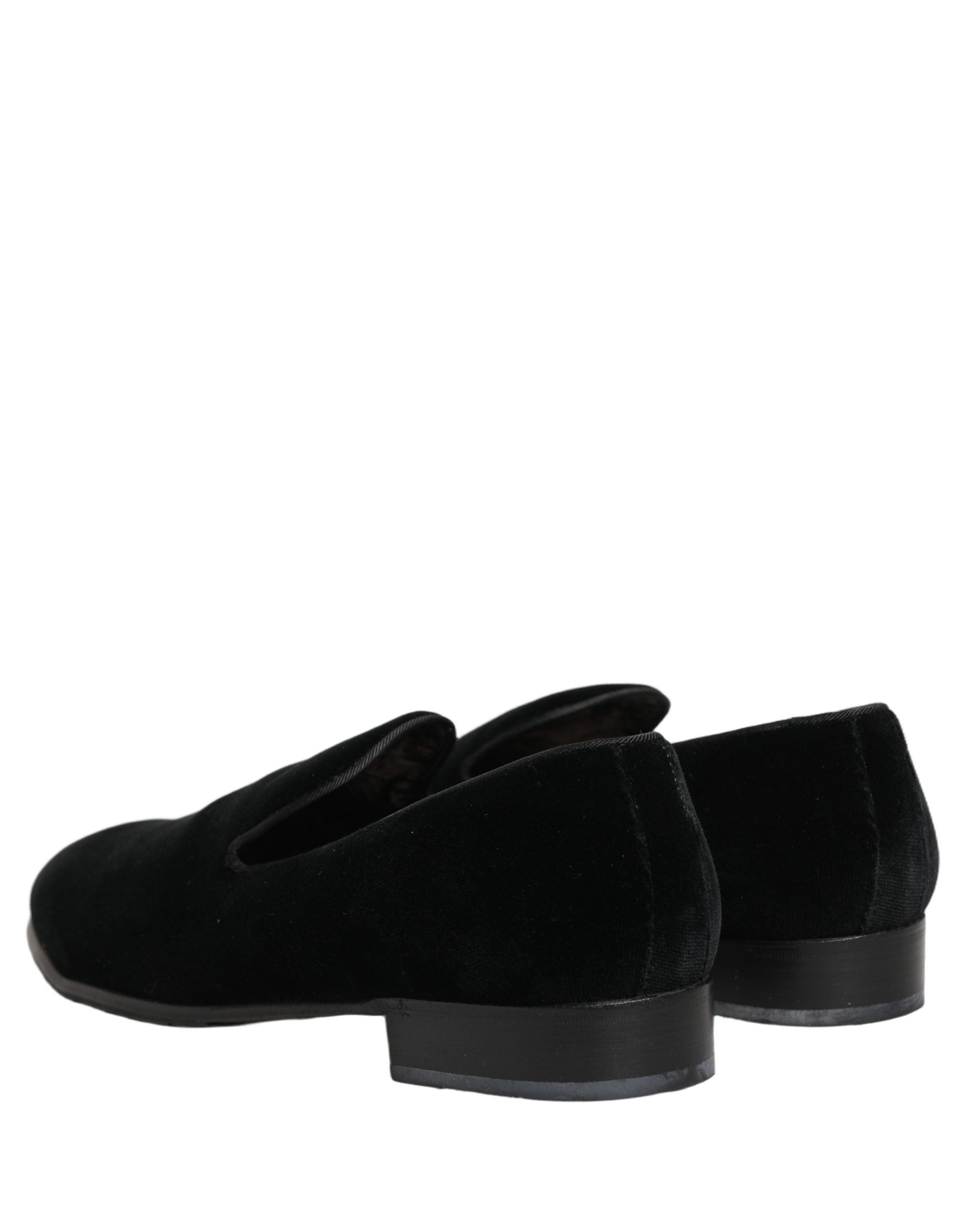 Dolce & Gabbana Black Velvet Loafers Formal Men Dress Shoes