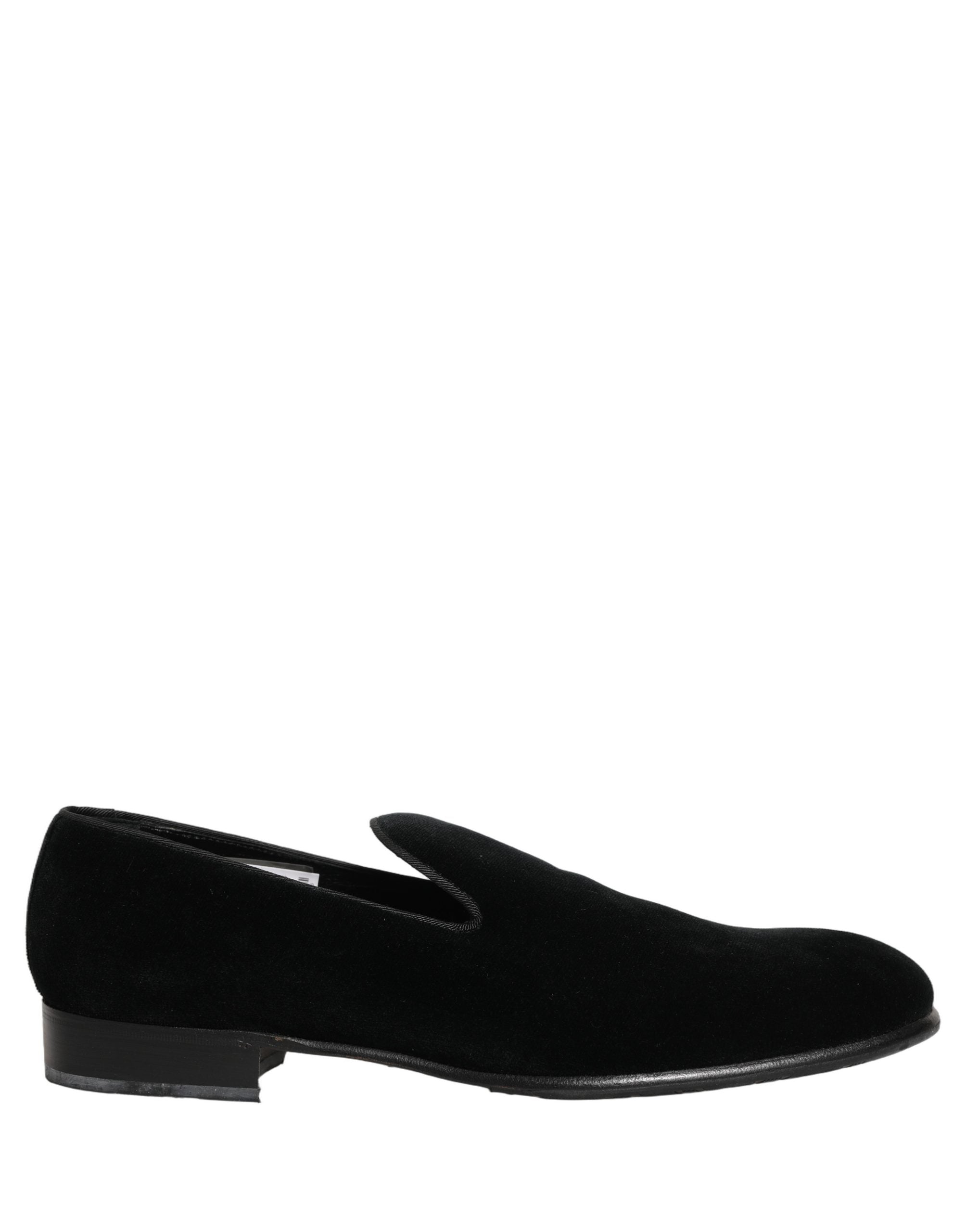 Dolce & Gabbana Black Velvet Loafers Formal Men Dress Shoes