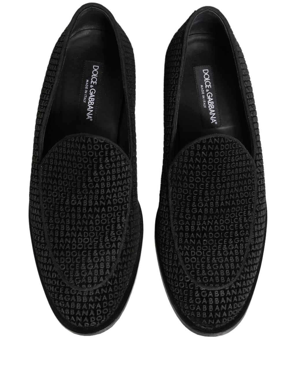Dolce & Gabbana Black Logo Monogram Men Dress Loafers Shoes