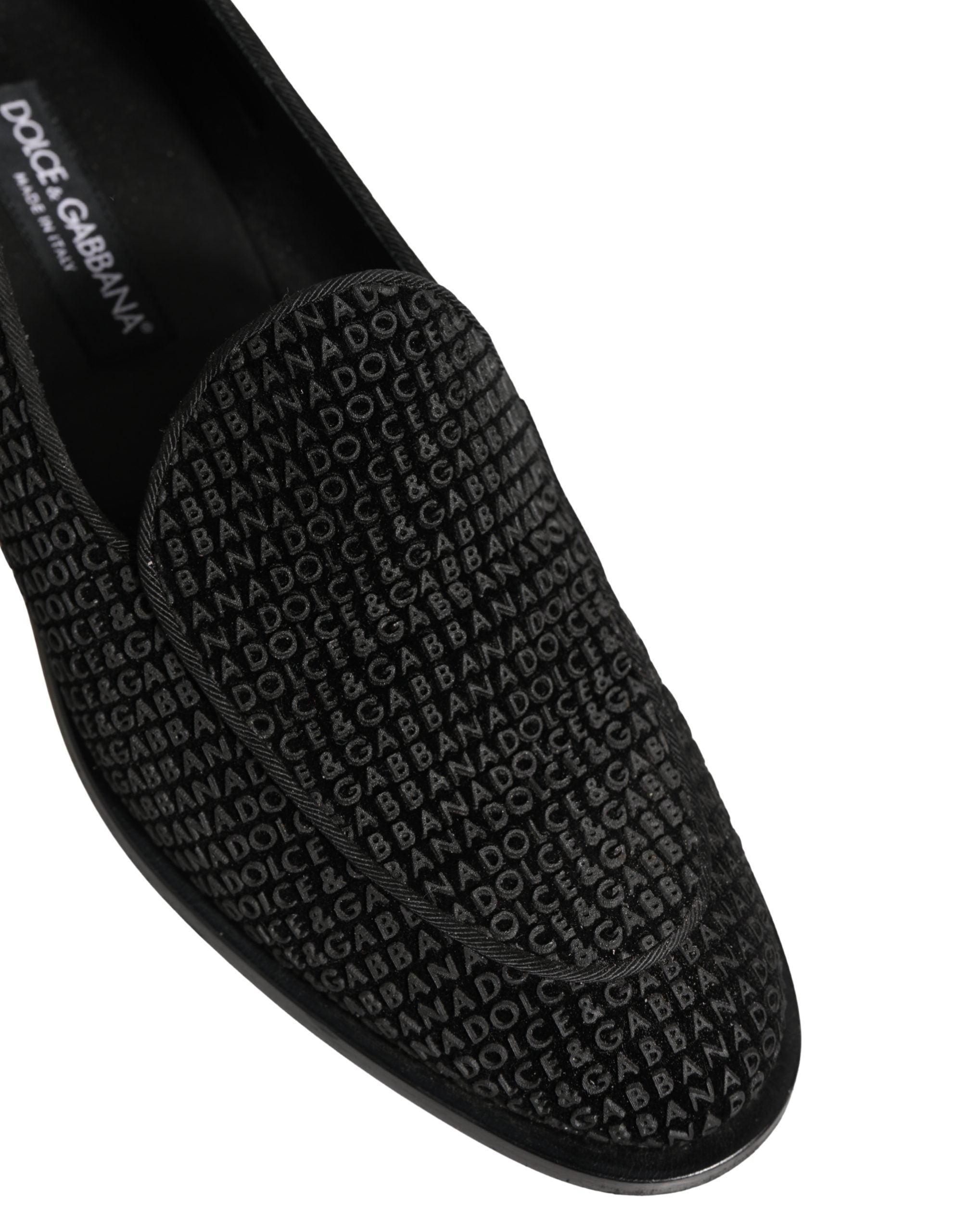 Dolce & Gabbana Black Logo Monogram Men Dress Loafers Shoes