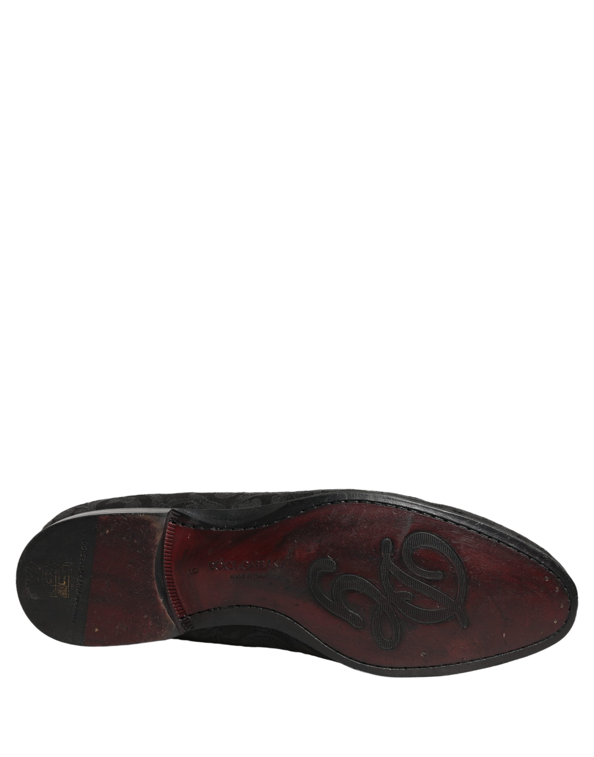 Dolce & Gabbana Black Floral Brocade Men Dress Loafers Shoes