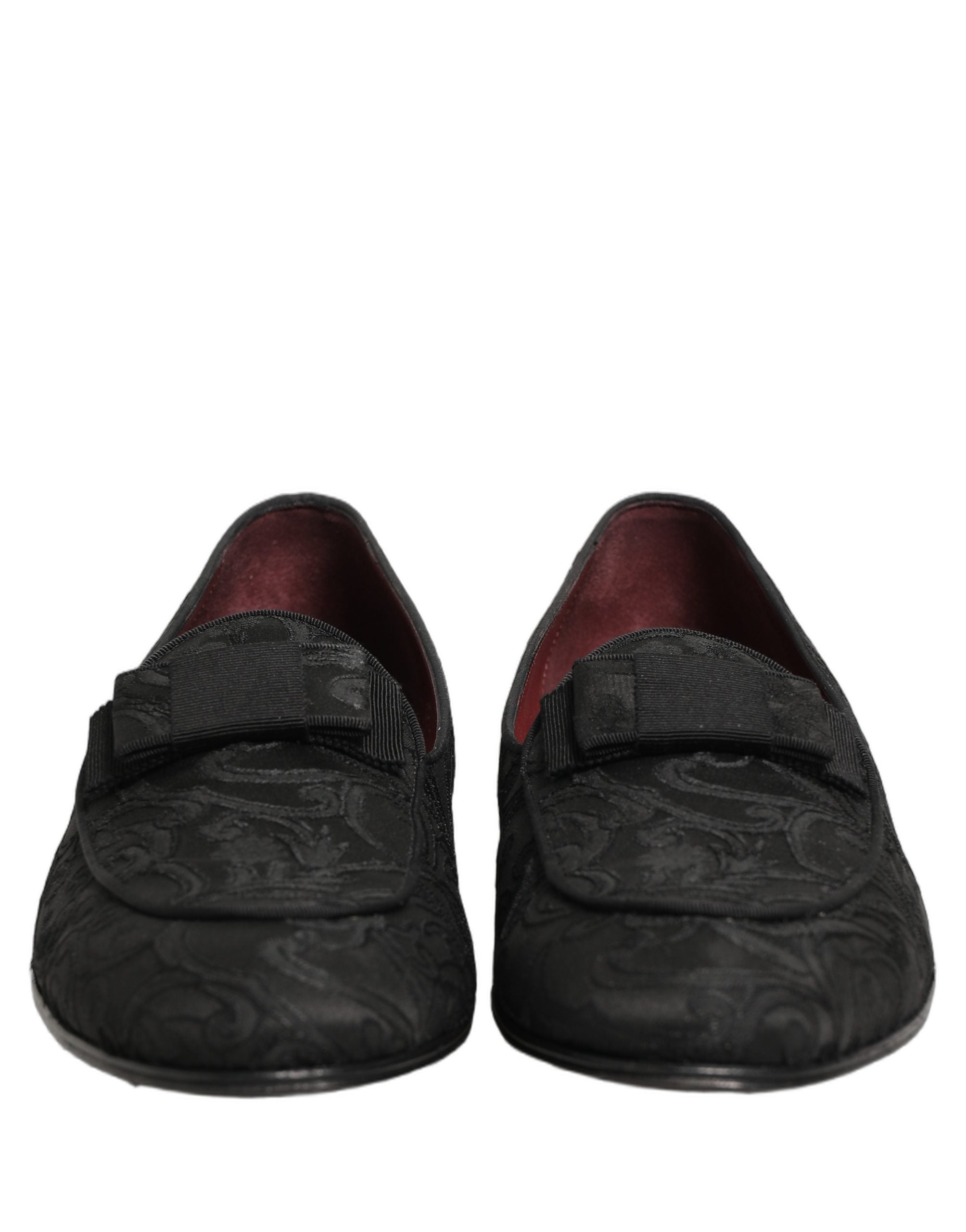 Dolce & Gabbana Black Floral Brocade Men Dress Loafers Shoes