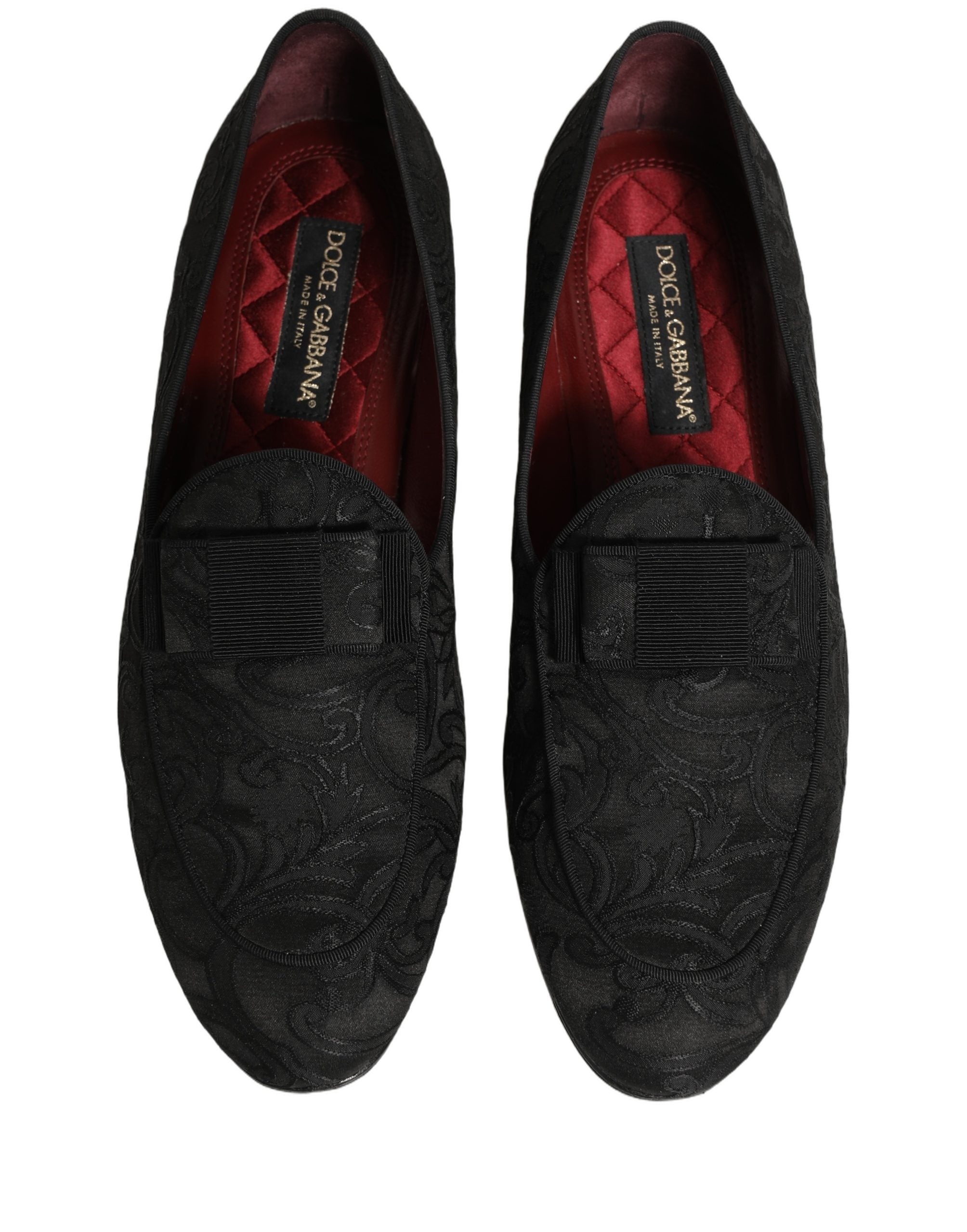 Dolce & Gabbana Black Floral Brocade Men Dress Loafers Shoes