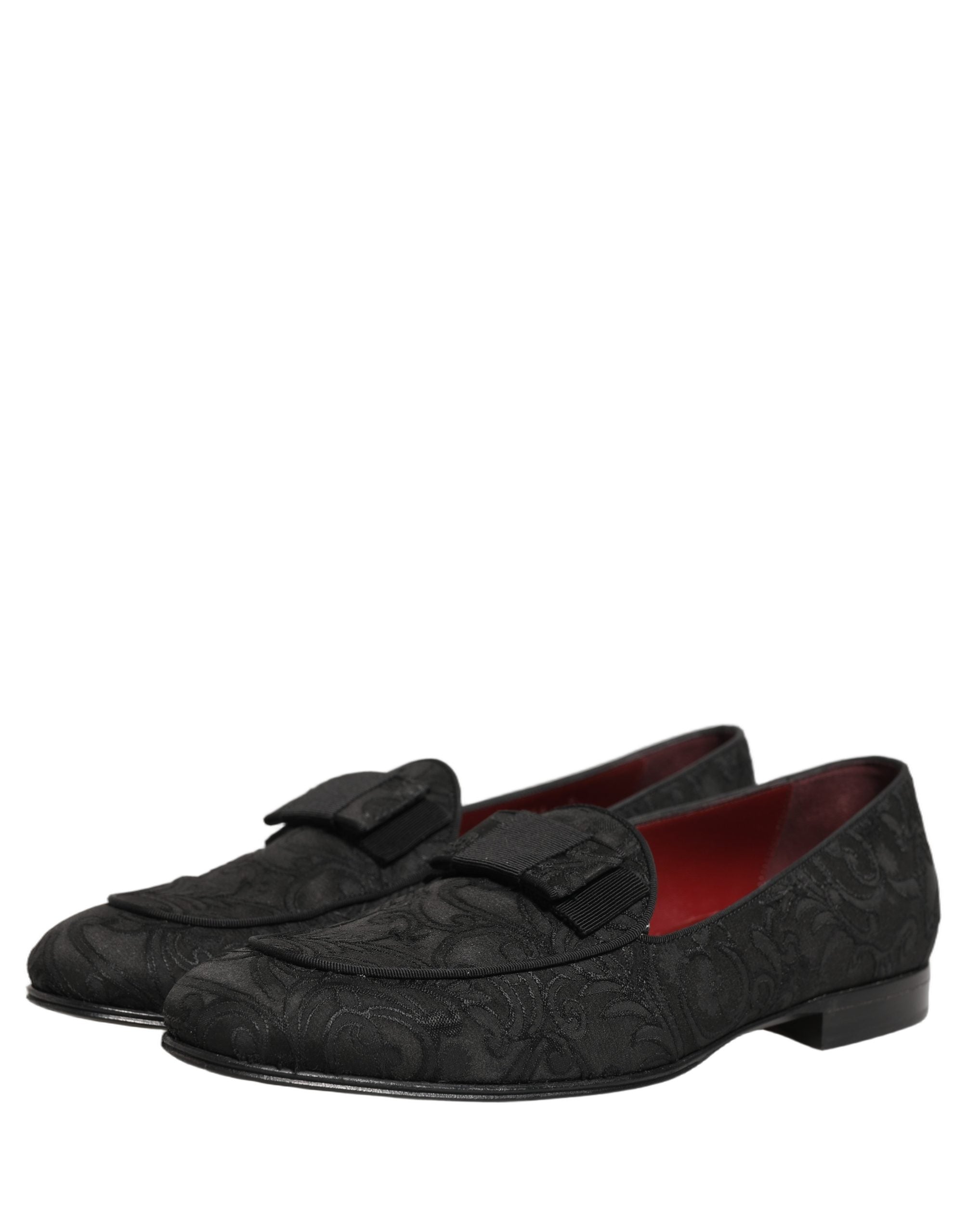 Dolce & Gabbana Black Floral Brocade Men Dress Loafers Shoes