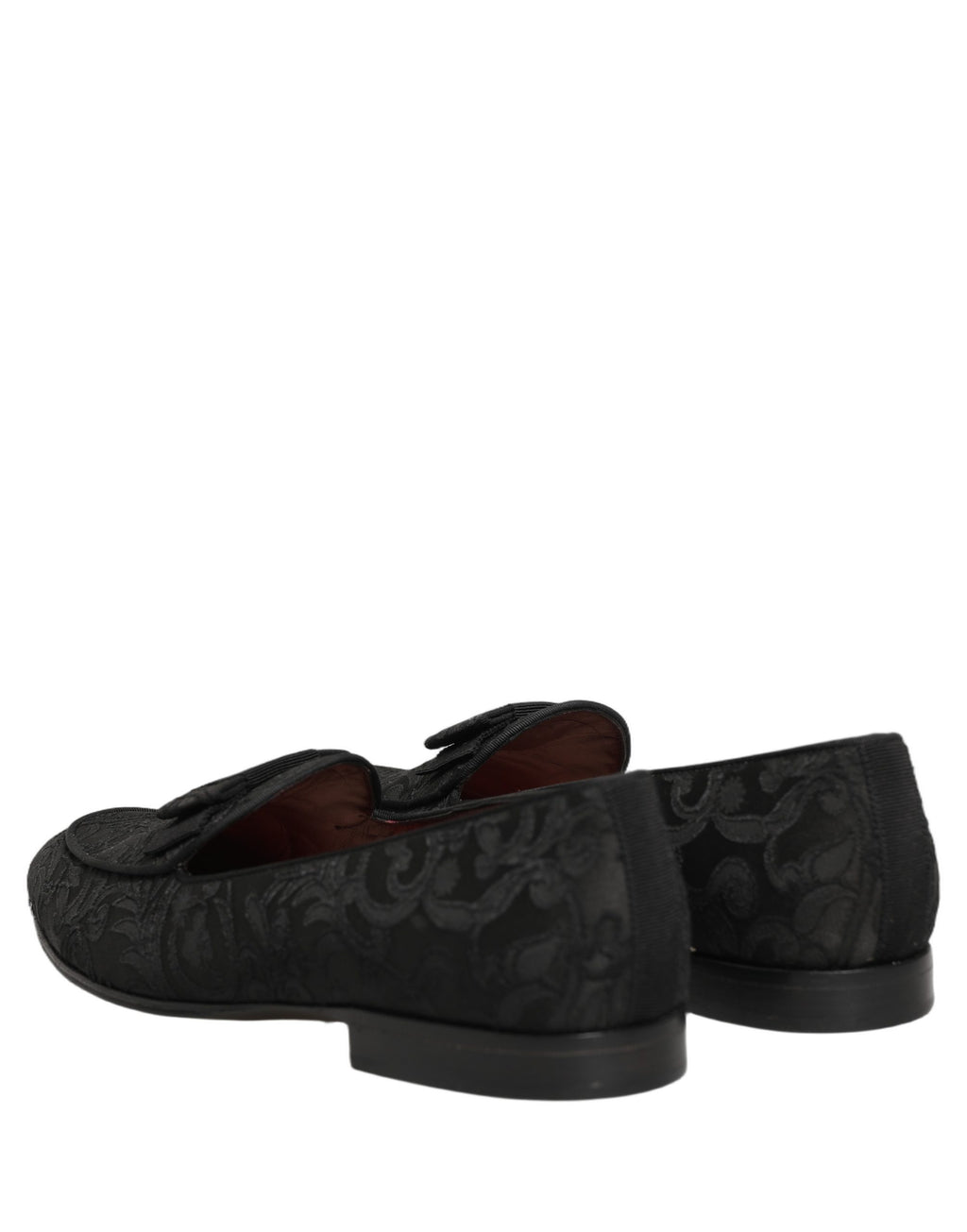 Dolce & Gabbana Black Floral Brocade Men Dress Loafers Shoes