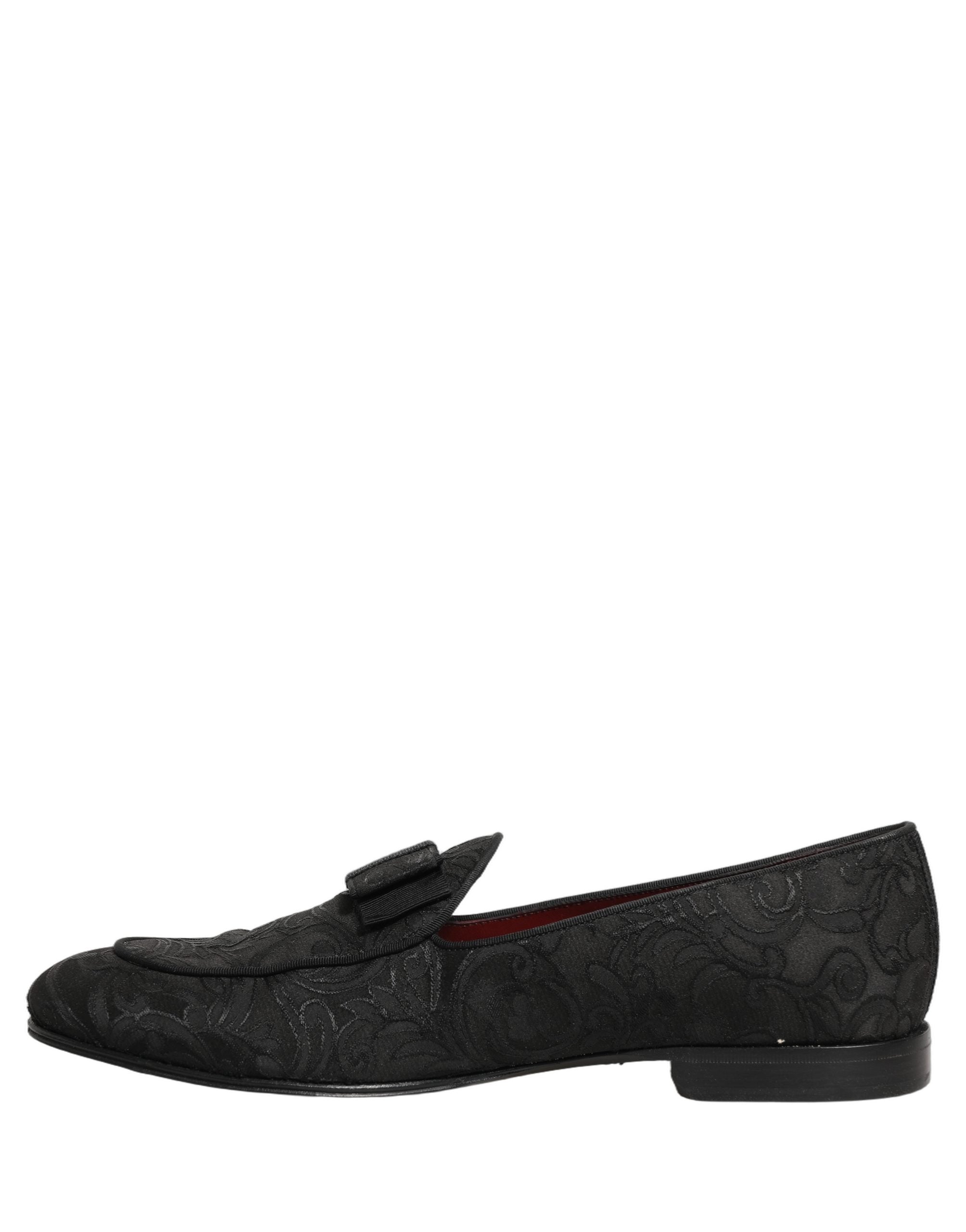 Dolce & Gabbana Black Floral Brocade Men Dress Loafers Shoes