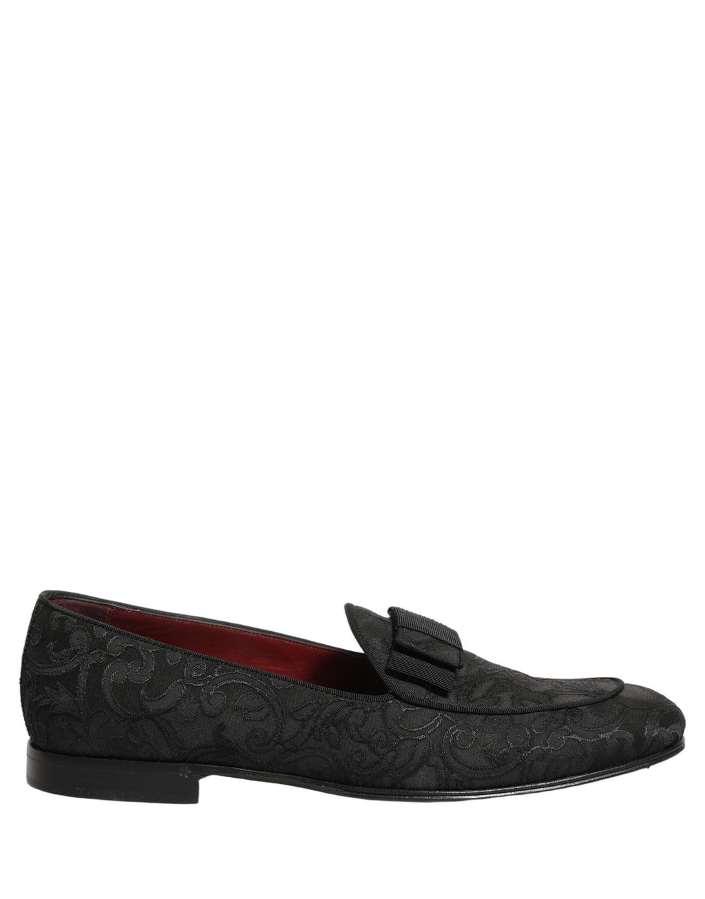 Dolce & Gabbana Black Floral Brocade Men Dress Loafers Shoes