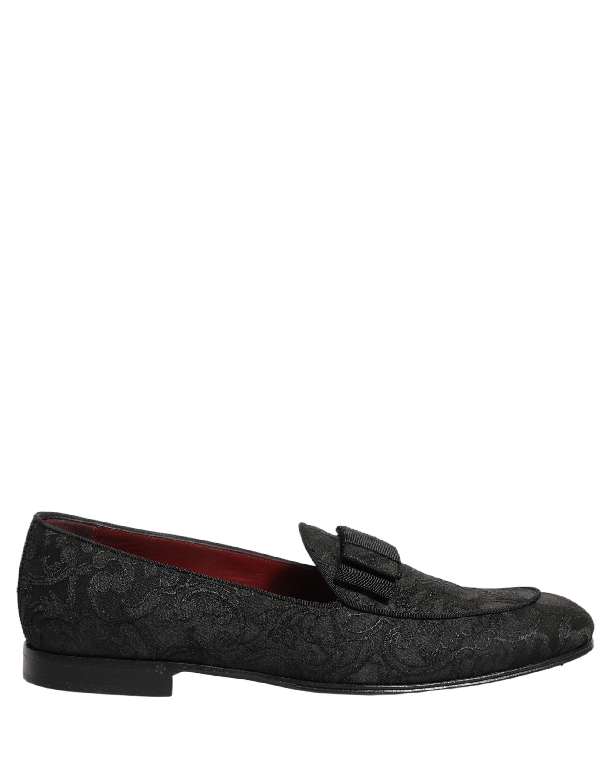 Dolce & Gabbana Black Floral Brocade Men Dress Loafers Shoes