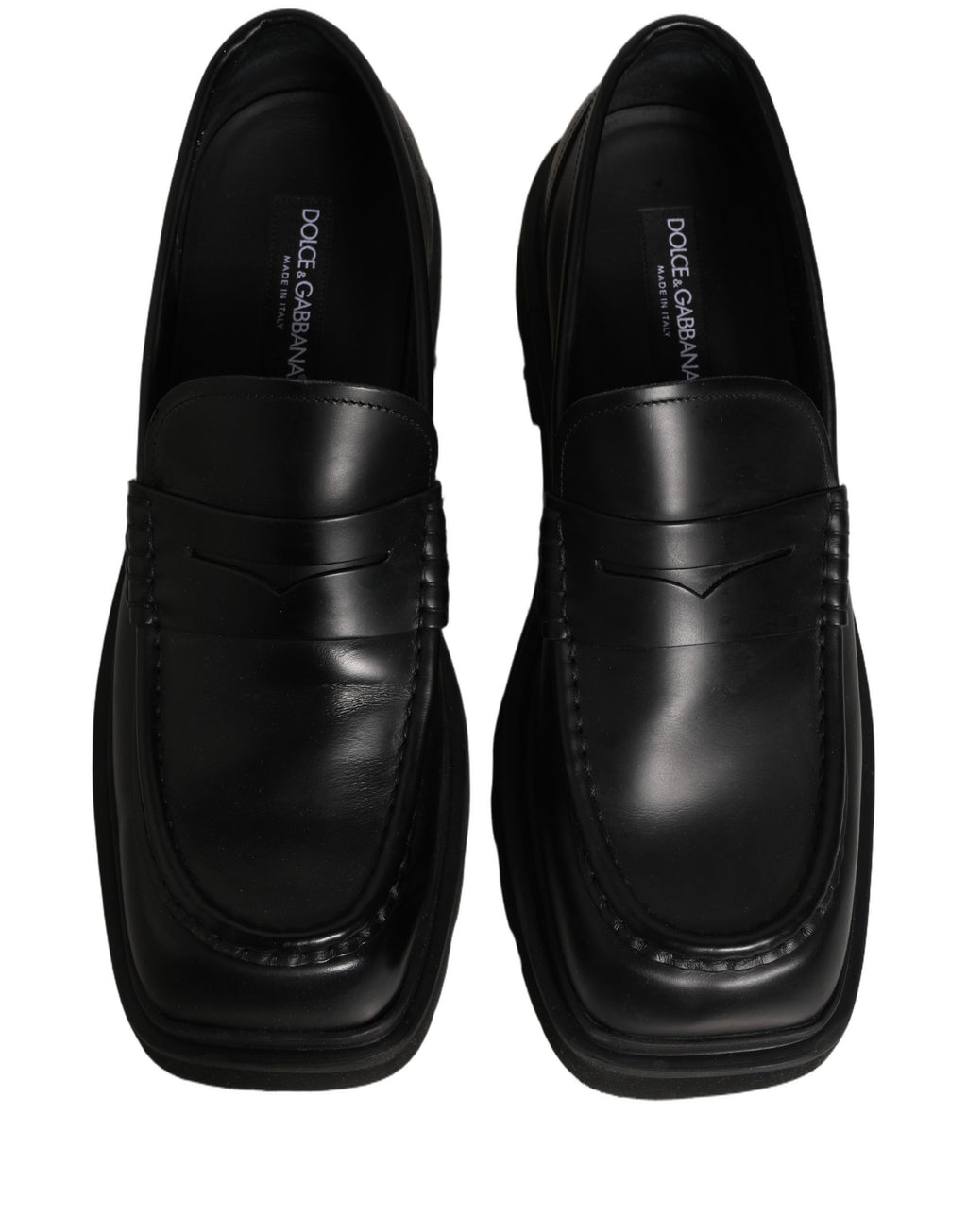 Dolce & Gabbana Black Calfskin Leather Men Dress Loafer Shoes