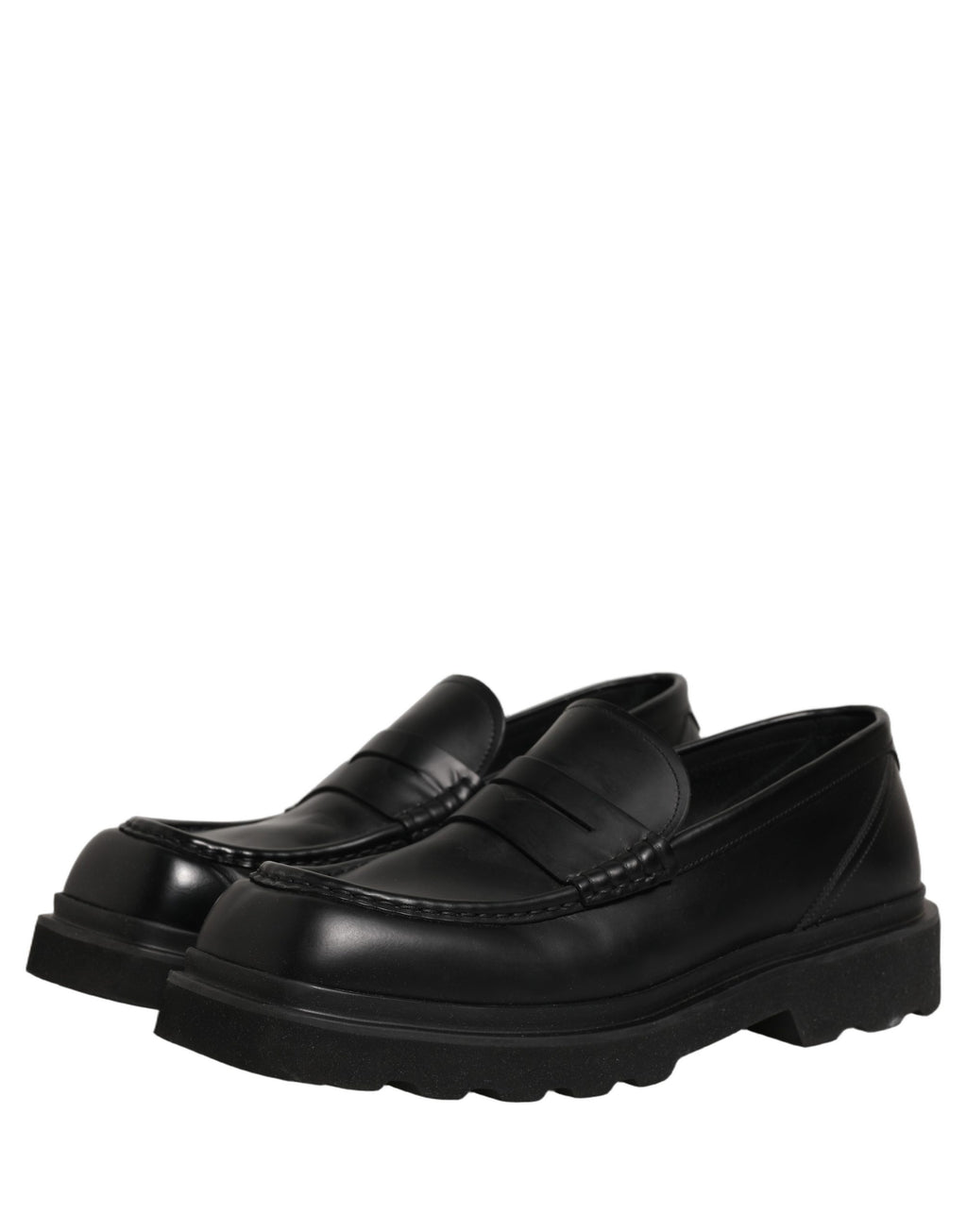 Dolce & Gabbana Black Calfskin Leather Men Dress Loafer Shoes
