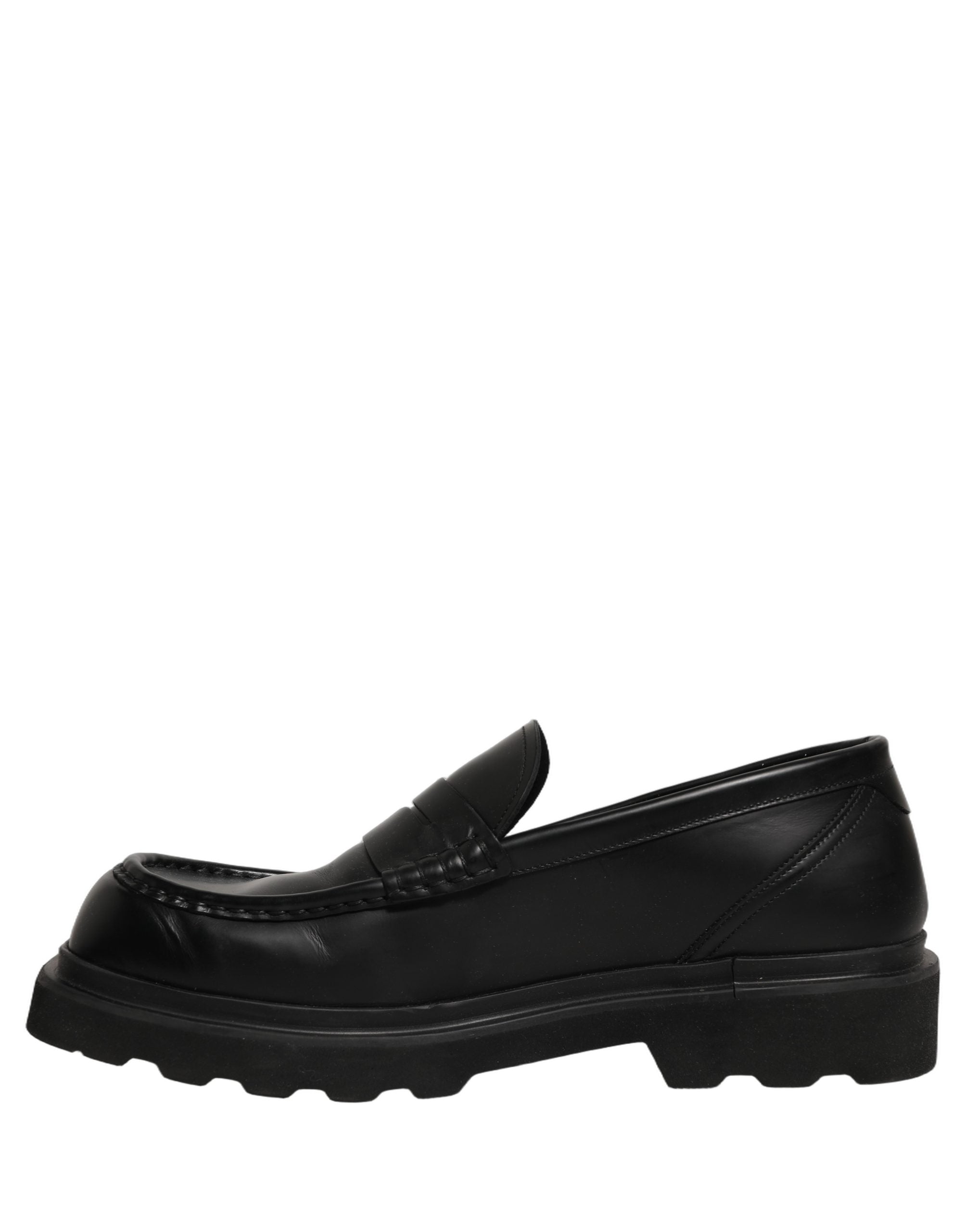 Dolce & Gabbana Black Calfskin Leather Men Dress Loafer Shoes