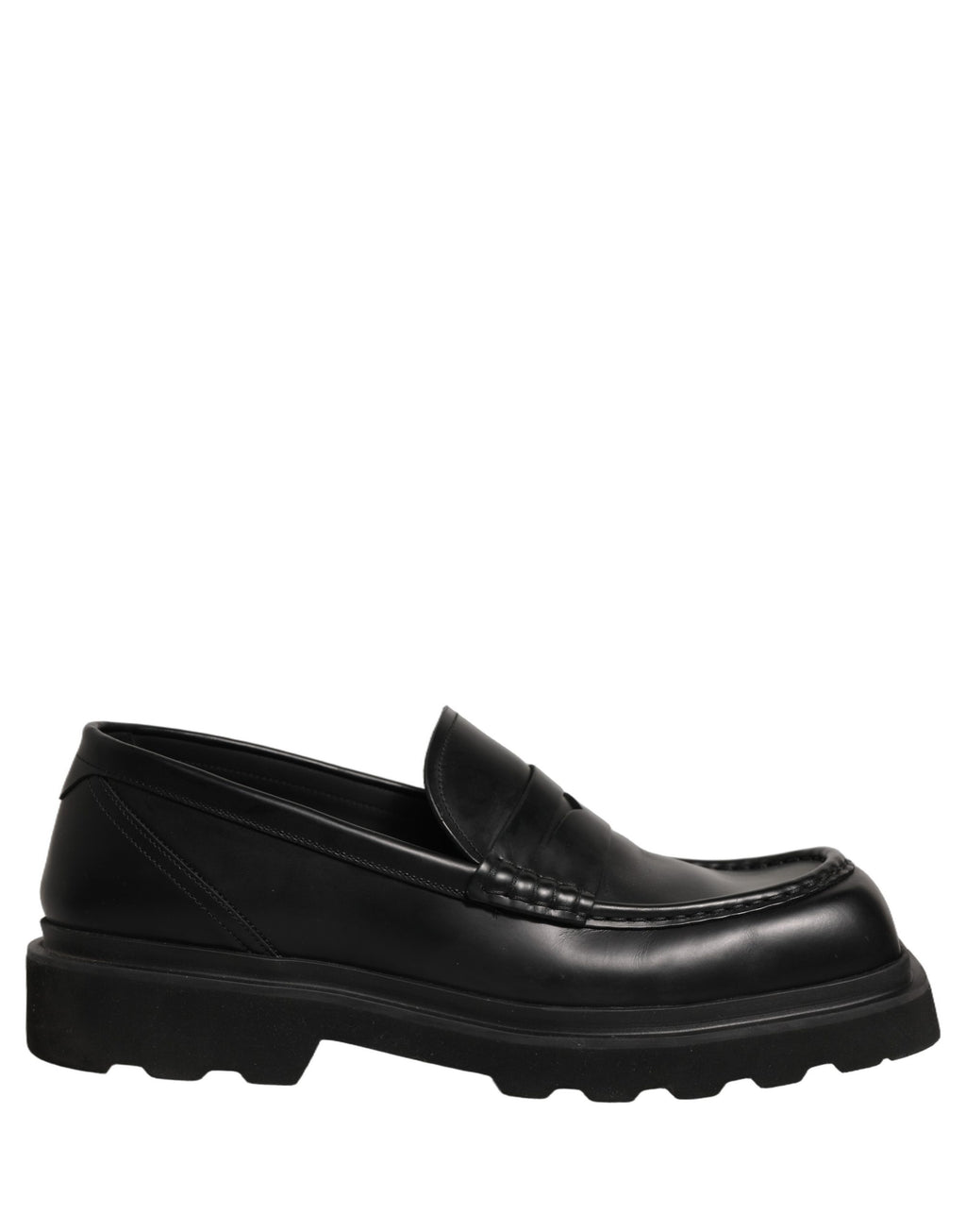 Dolce & Gabbana Black Calfskin Leather Men Dress Loafer Shoes