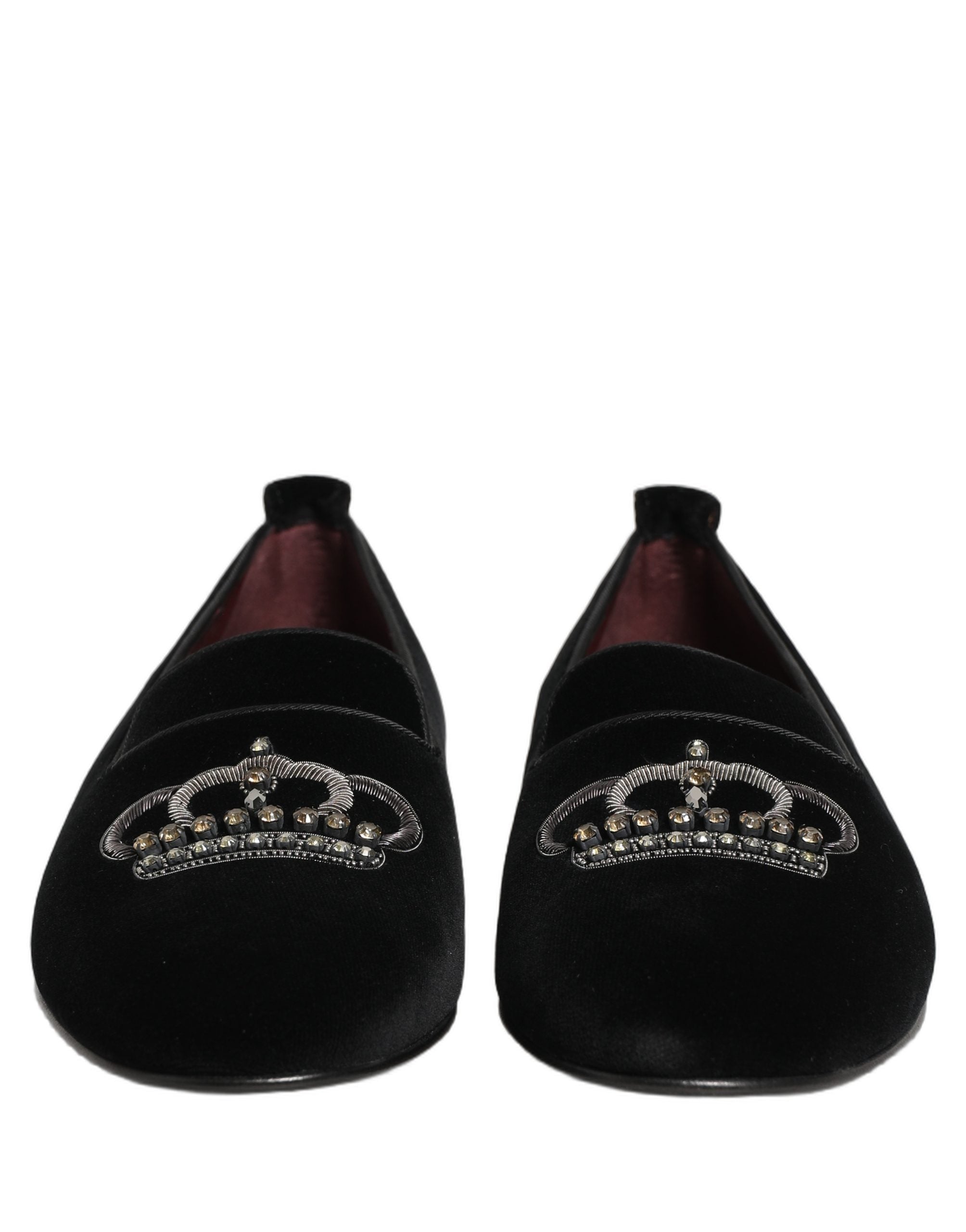 Dolce & Gabbana Black Crown Embellished Dress Loafers Shoes