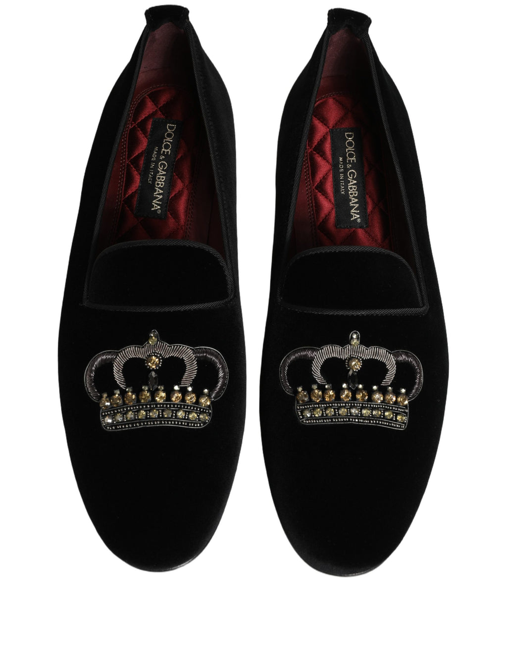 Dolce & Gabbana Black Crown Embellished Dress Loafers Shoes