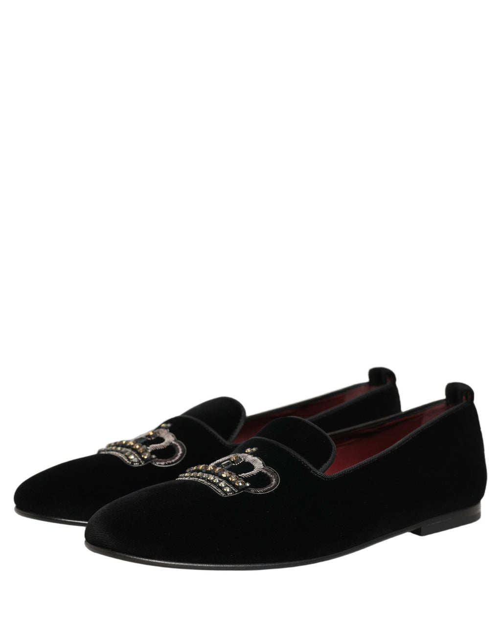 Dolce & Gabbana Black Crown Embellished Dress Loafers Shoes