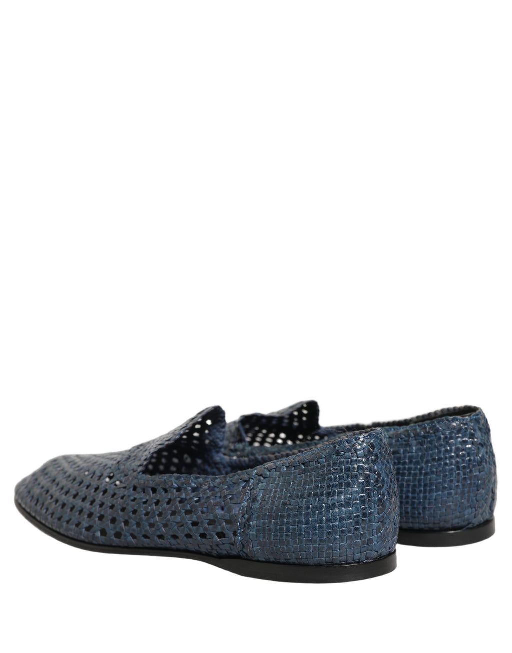 Dolce & Gabbana Blue Woven Raffia Slip On Loafers Men Shoes