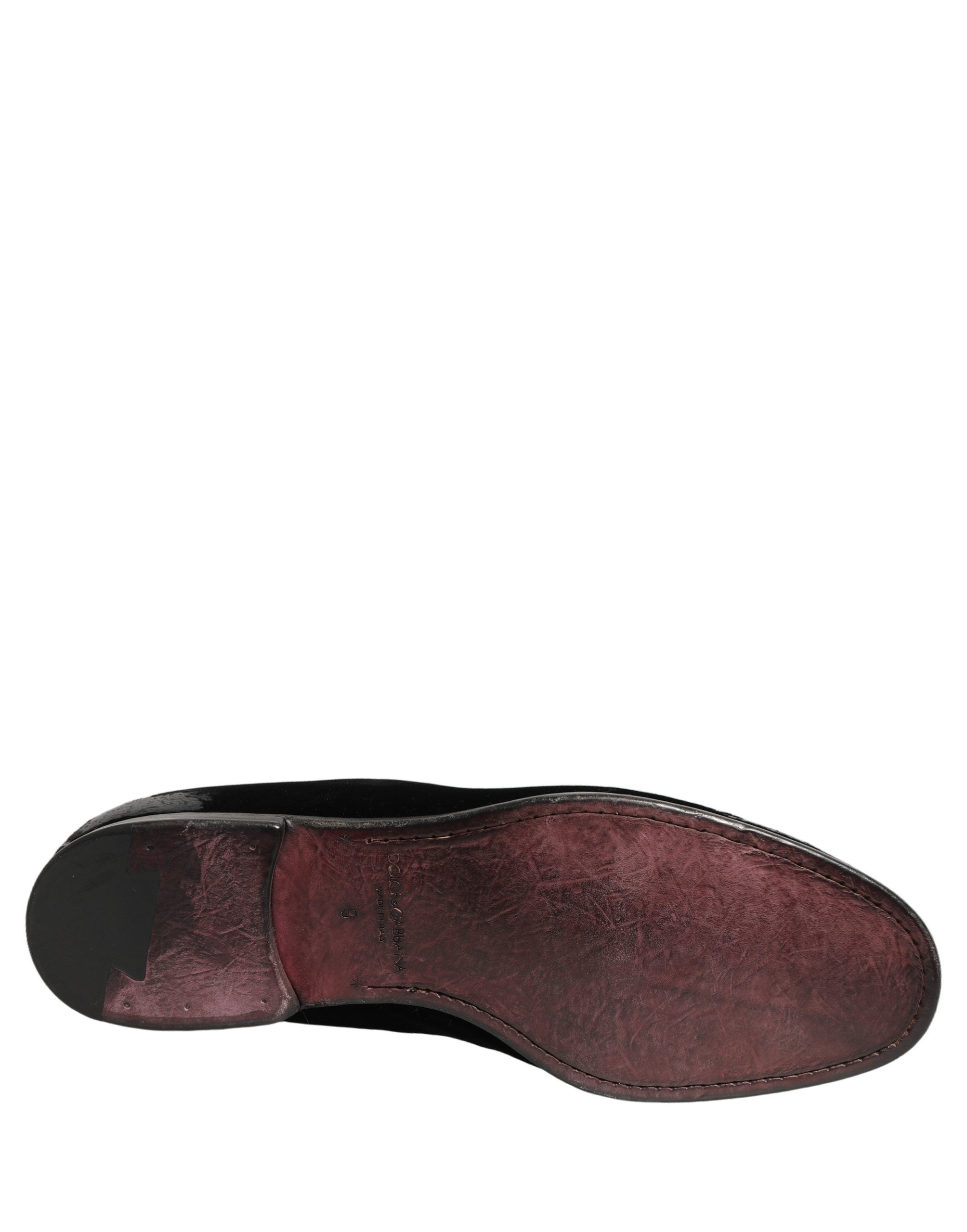 Dolce & Gabbana Black Velvet Loafers Formal Men Dress Shoes