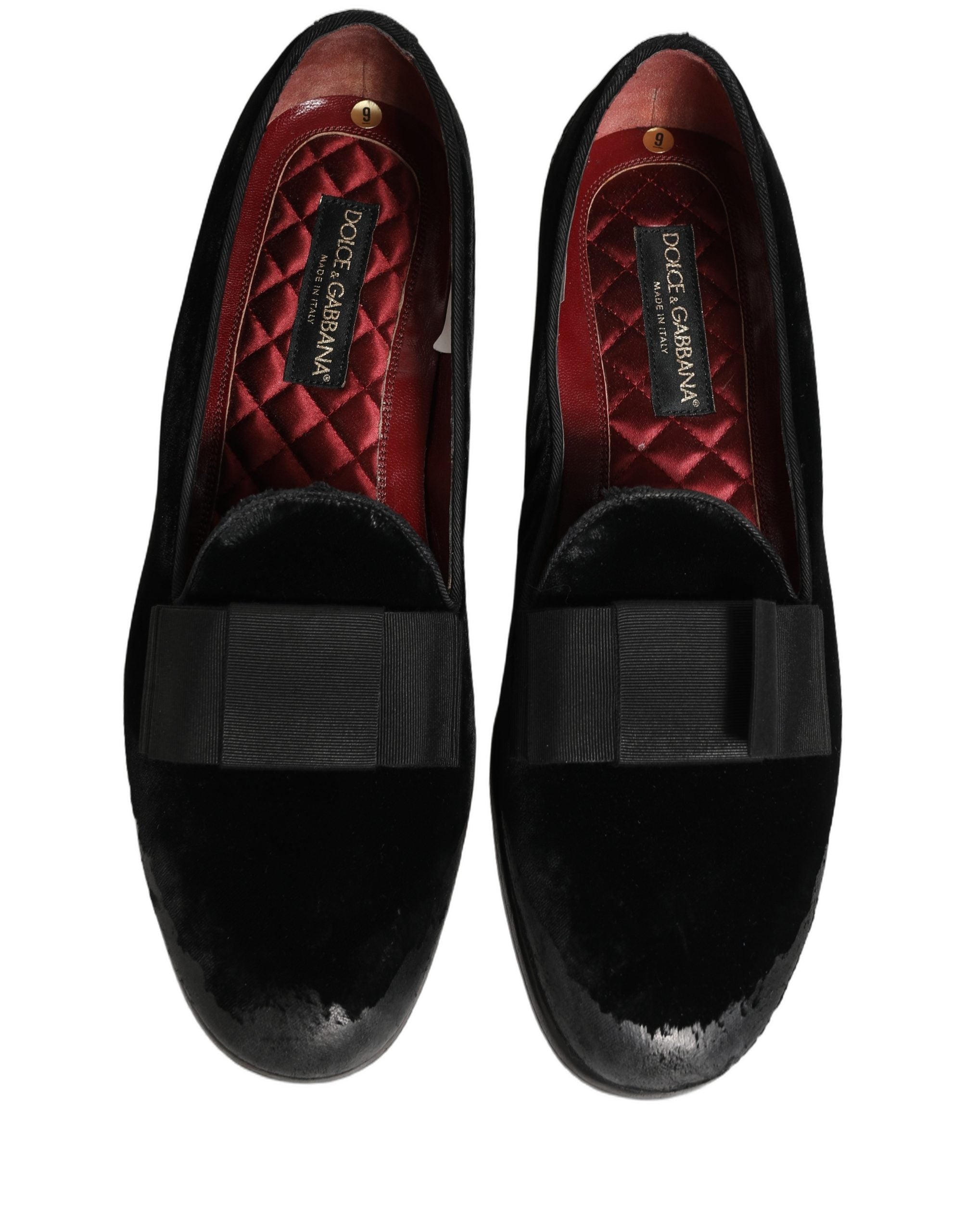 Dolce & Gabbana Black Velvet Loafers Formal Men Dress Shoes