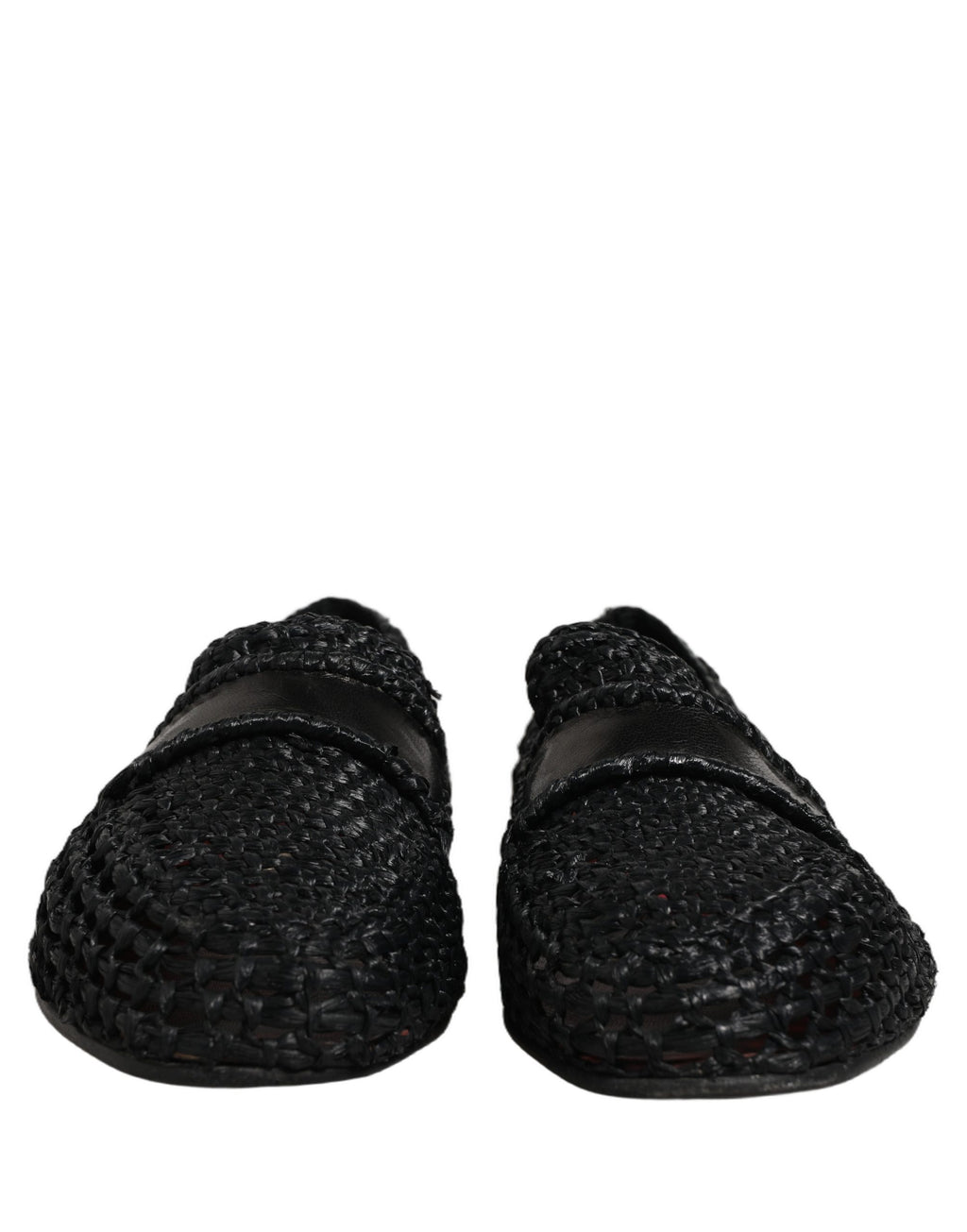 Dolce & Gabbana Black Woven Leather Slip On Loafers Men Shoes