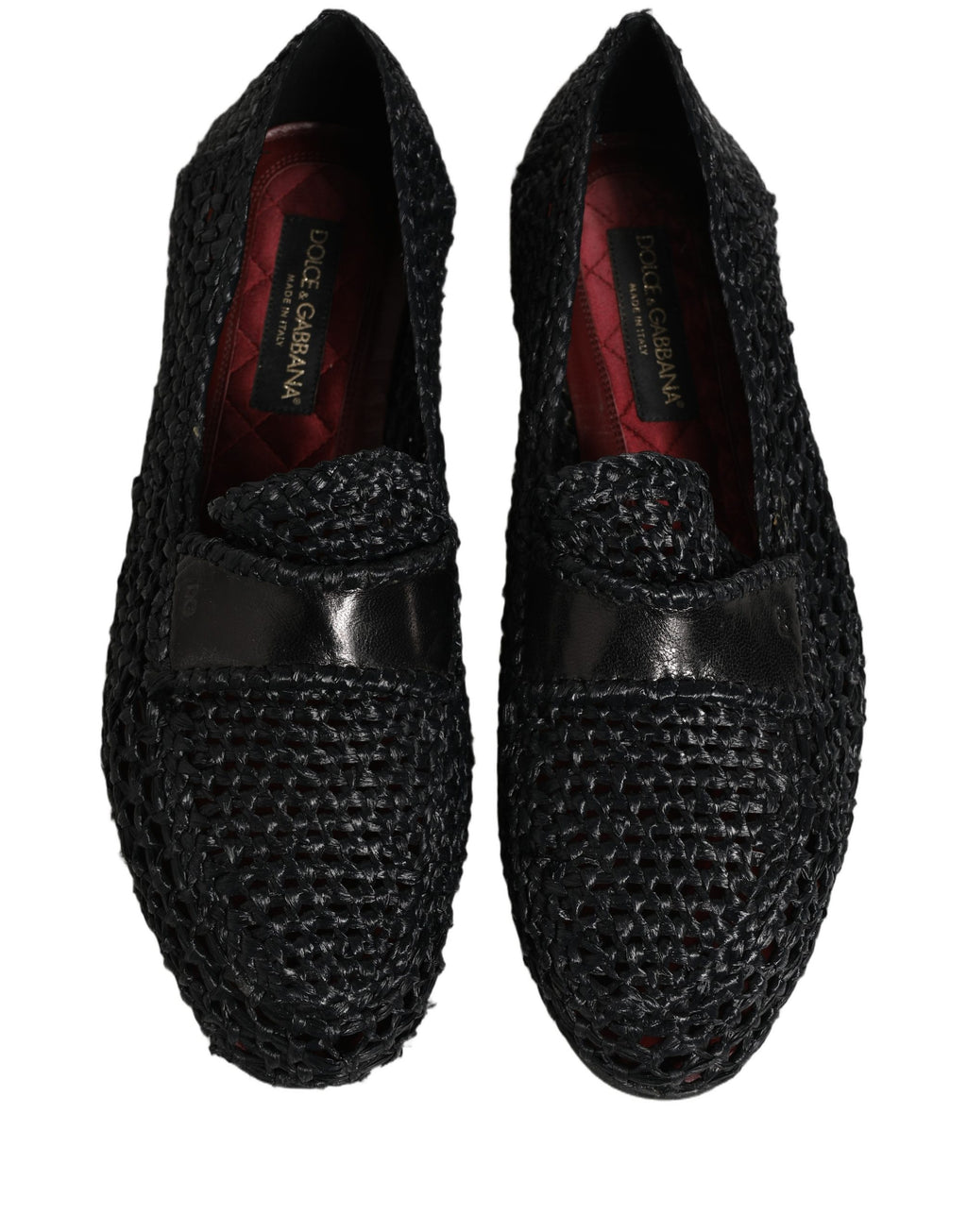 Dolce & Gabbana Black Woven Leather Slip On Loafers Men Shoes