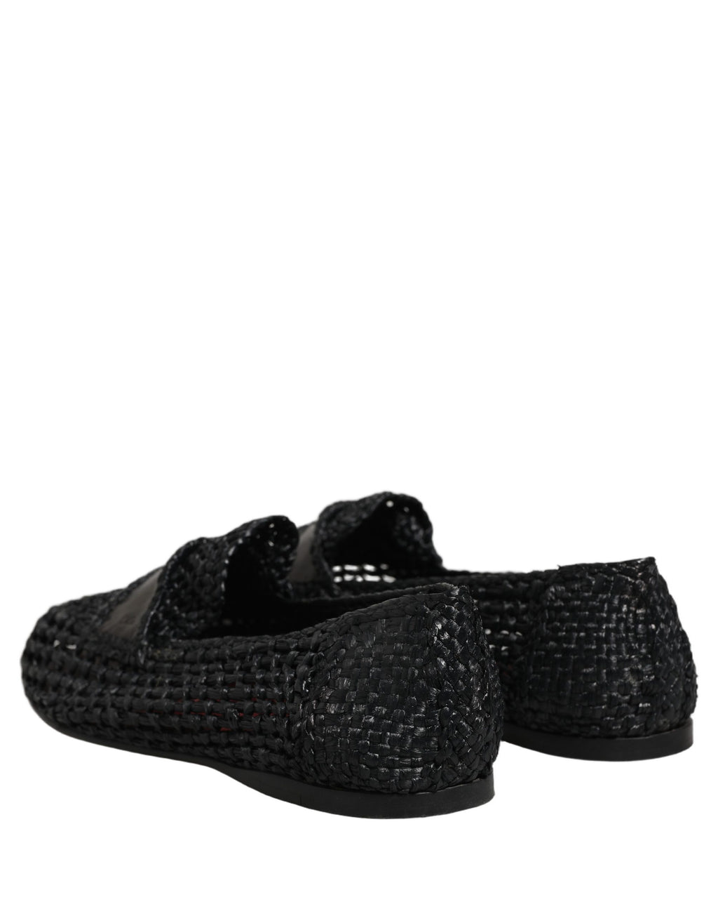 Dolce & Gabbana Black Woven Leather Slip On Loafers Men Shoes