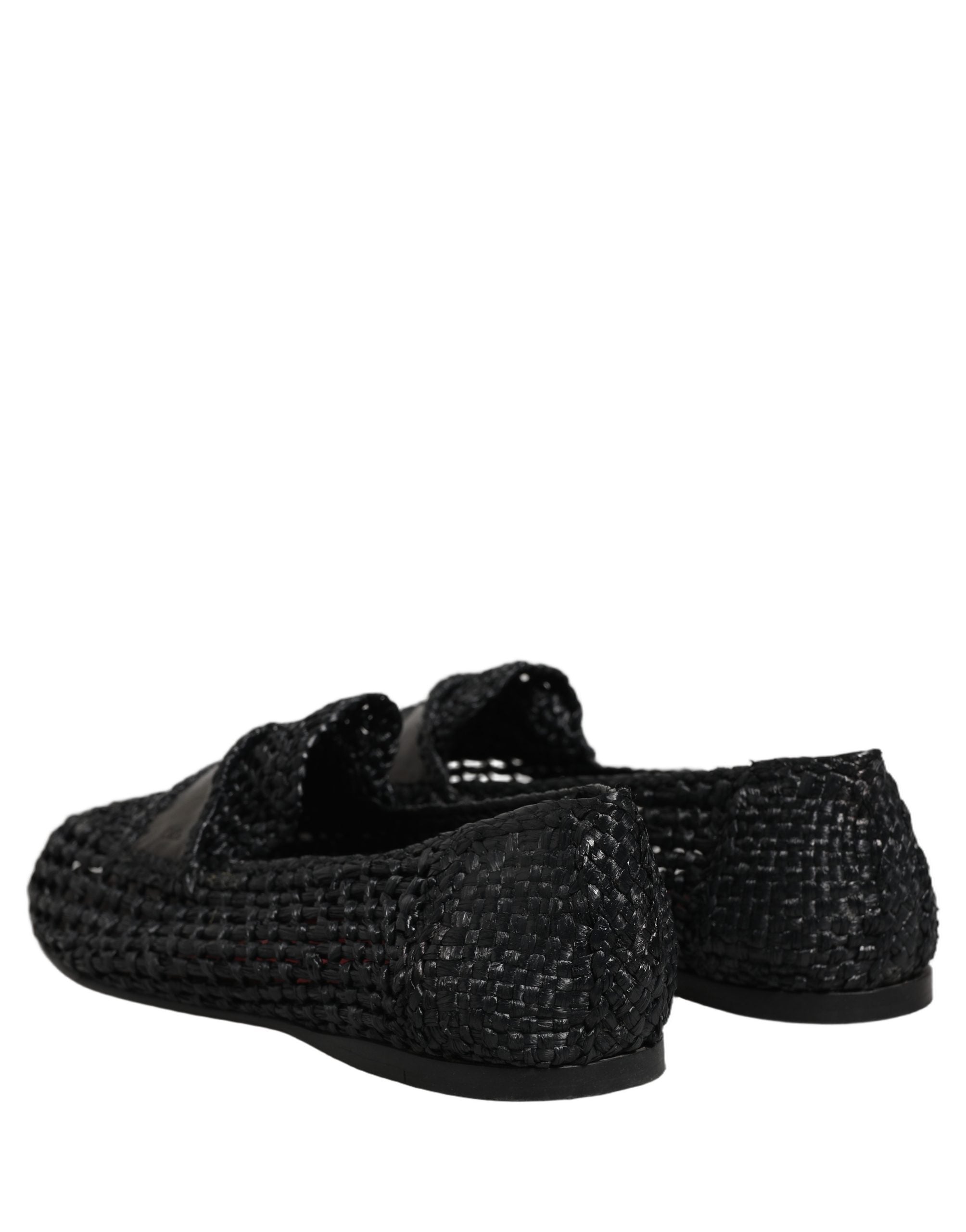 Dolce & Gabbana Black Woven Leather Slip On Loafers Men Shoes