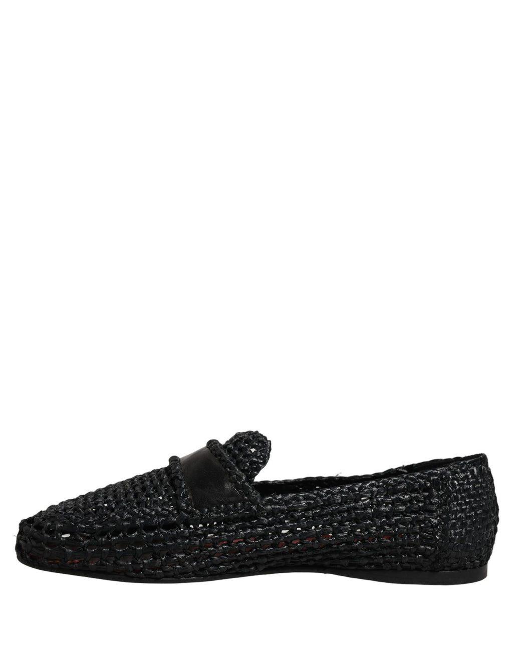 Dolce & Gabbana Black Woven Leather Slip On Loafers Men Shoes