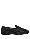 Dolce & Gabbana Black Woven Leather Slip On Loafers Men Shoes