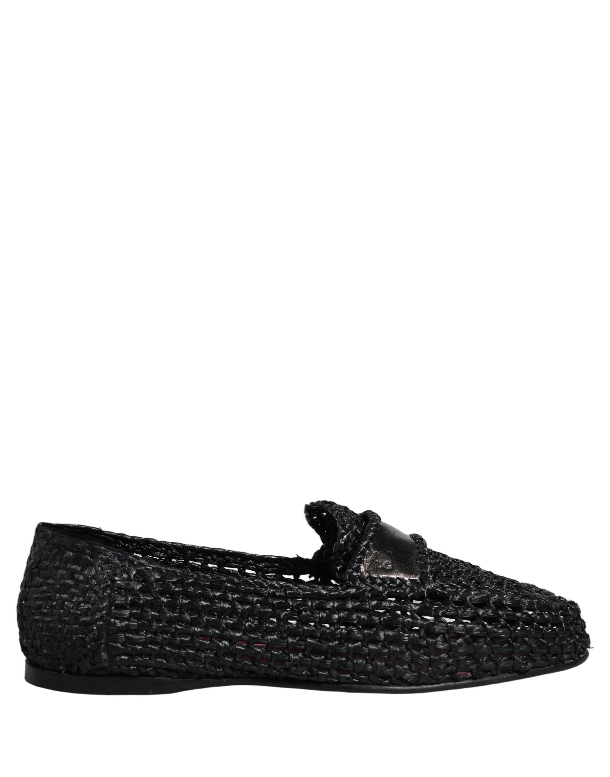 Dolce & Gabbana Black Woven Leather Slip On Loafers Men Shoes
