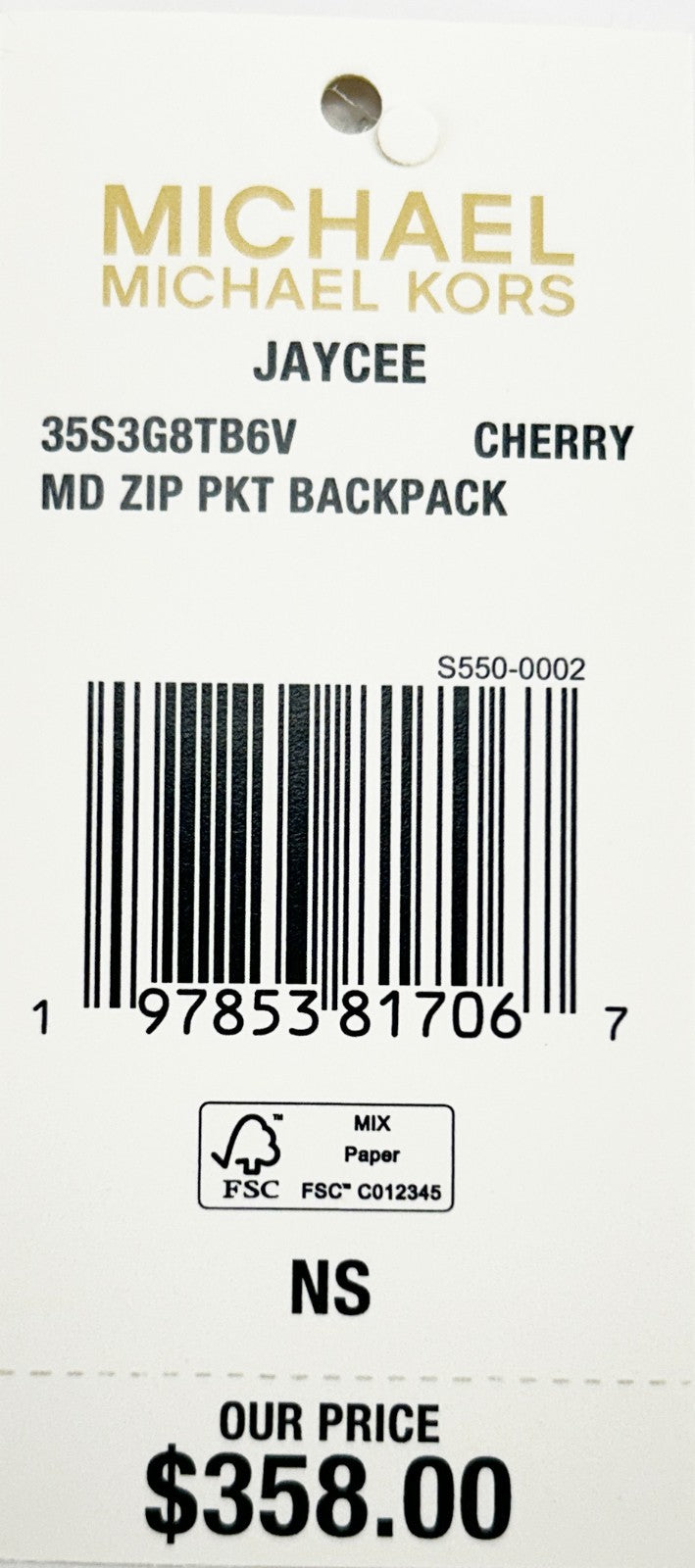 Michael Kors Jaycee Medium Cherry Signature PVC Backpack