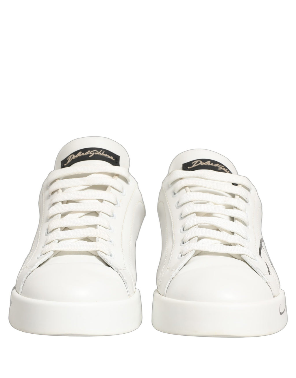 Dolce & Gabbana White Gold Low Top Leather Sneakers Shoes