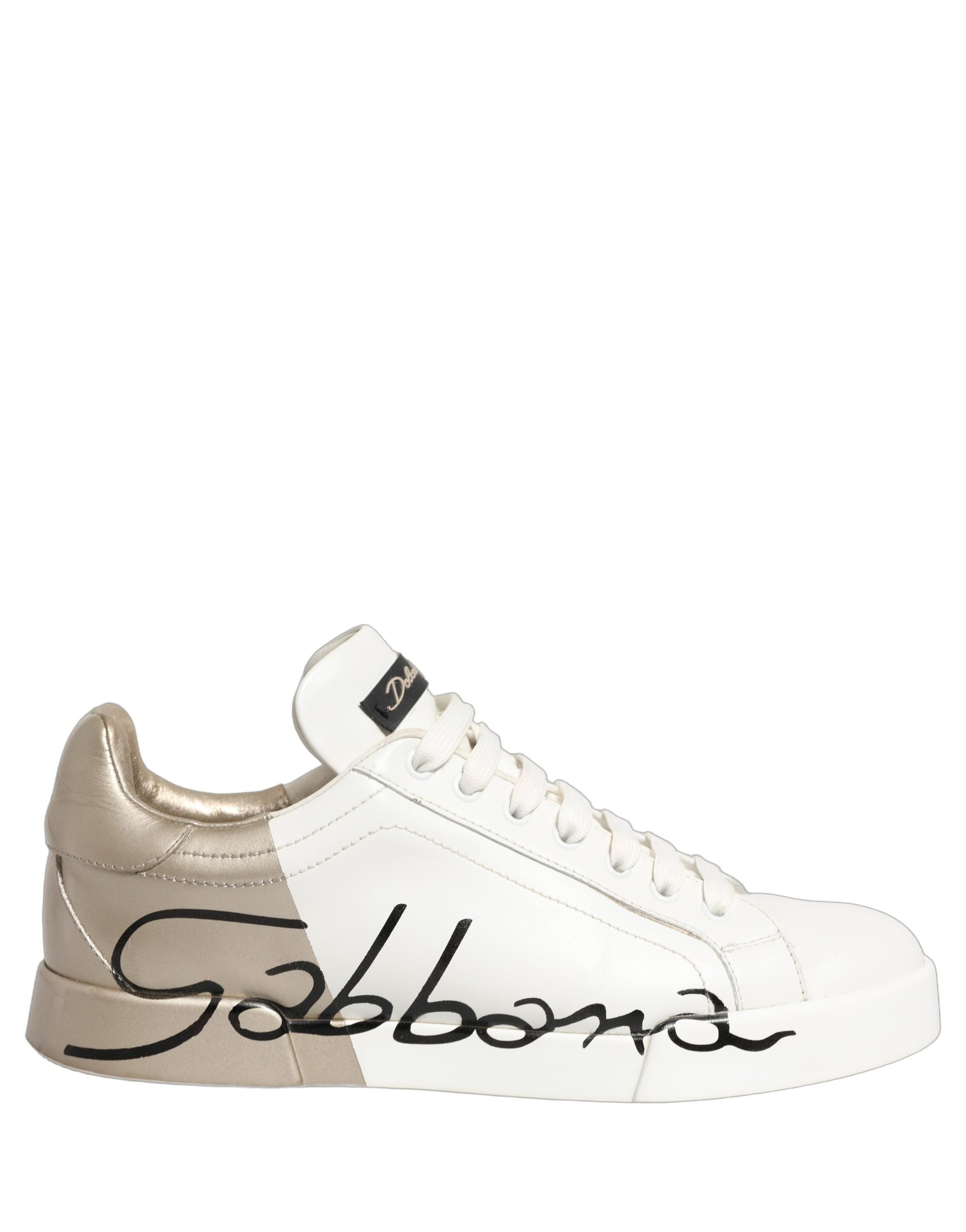 Dolce & Gabbana White Gold Low Top Leather Sneakers Shoes