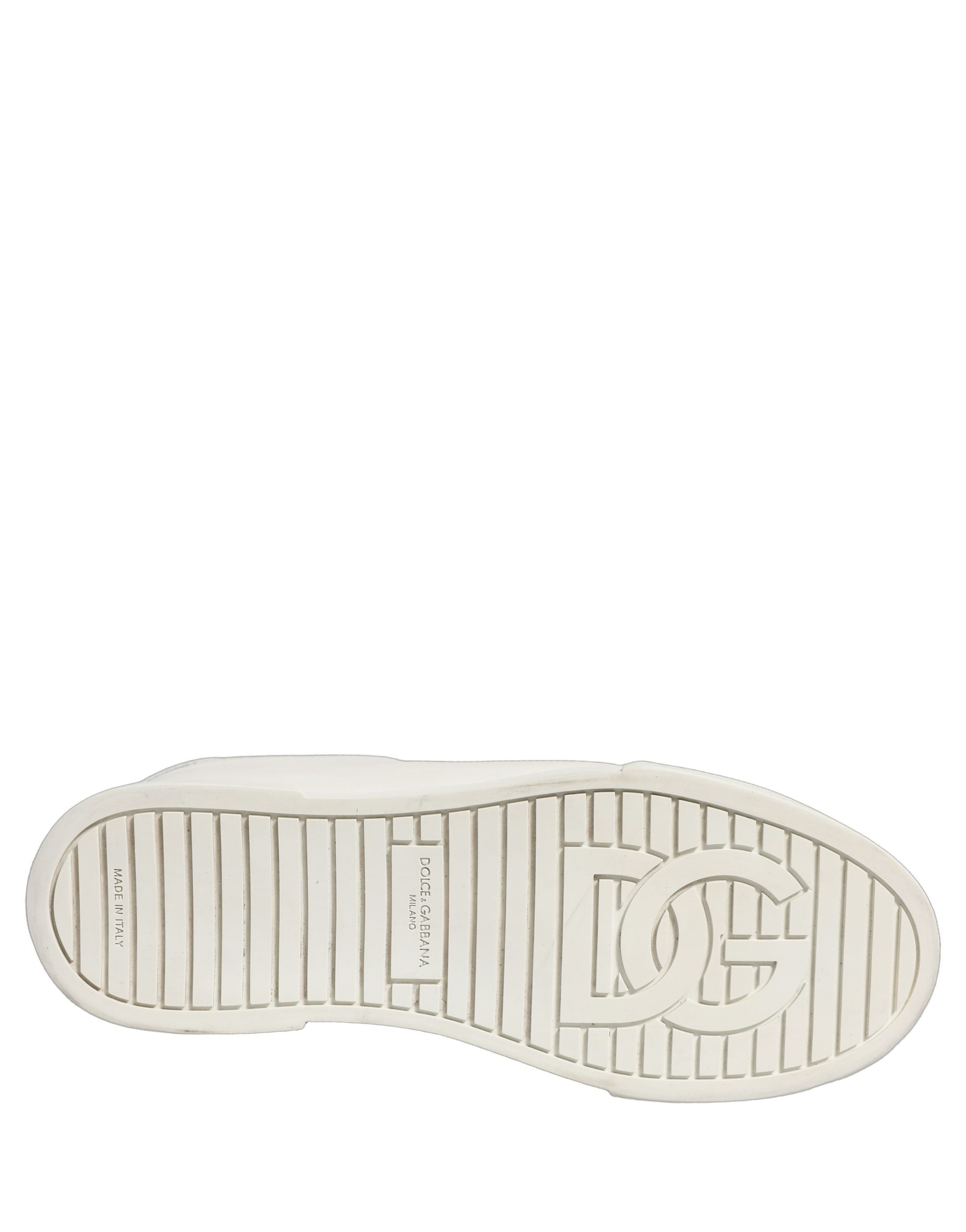Dolce & Gabbana White Leather Logo Plaque Low Top Sneakers Shoes