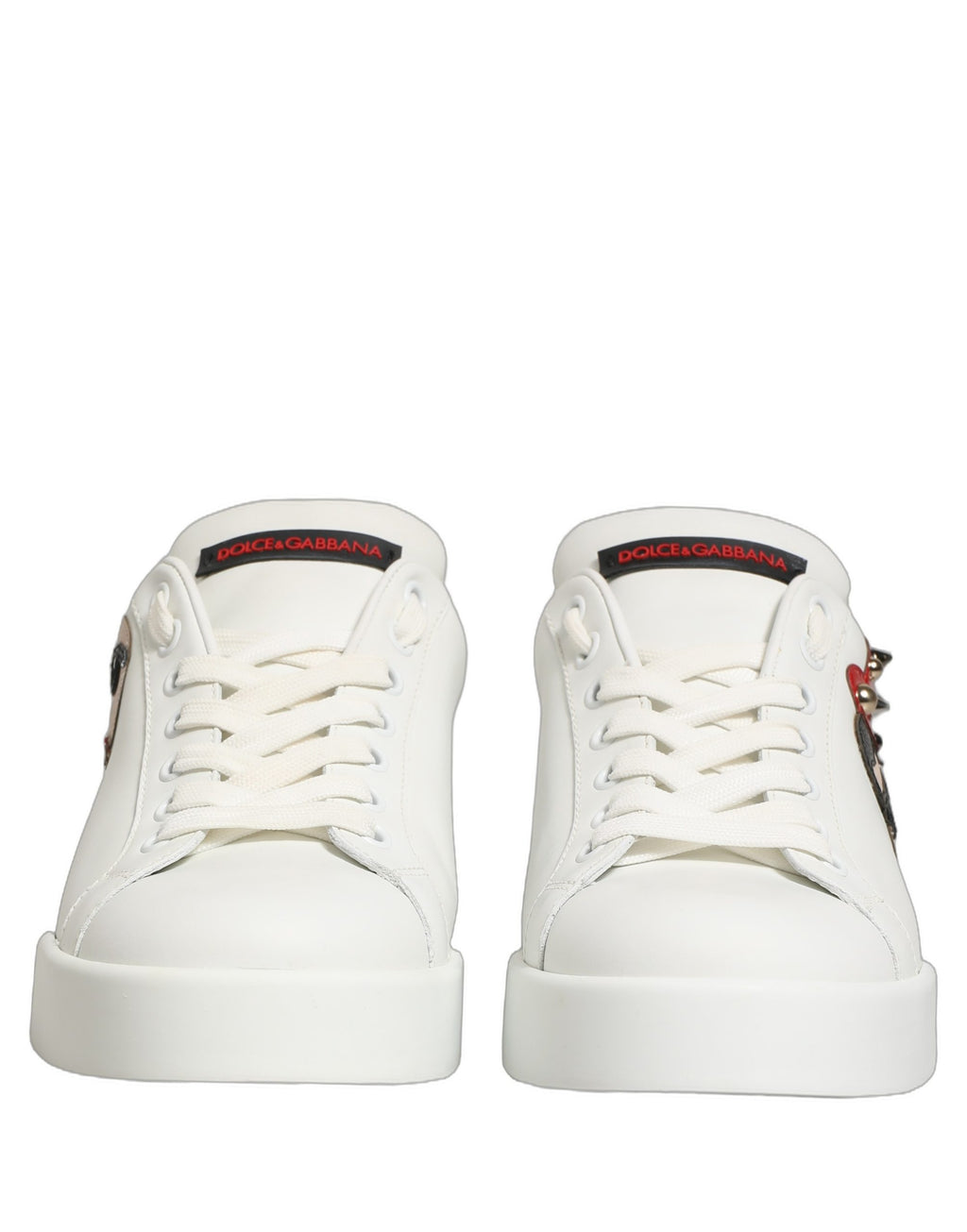 Dolce & Gabbana White Patch Calfskin Nappa Portofino Sneakers Shoes