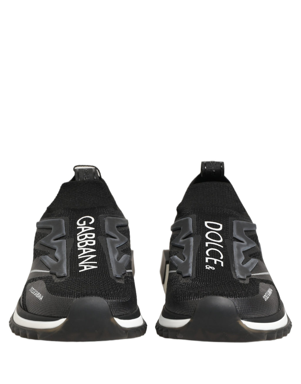 Dolce & Gabbana Black White Sorrento Slip-On Logo Sneakers Shoes