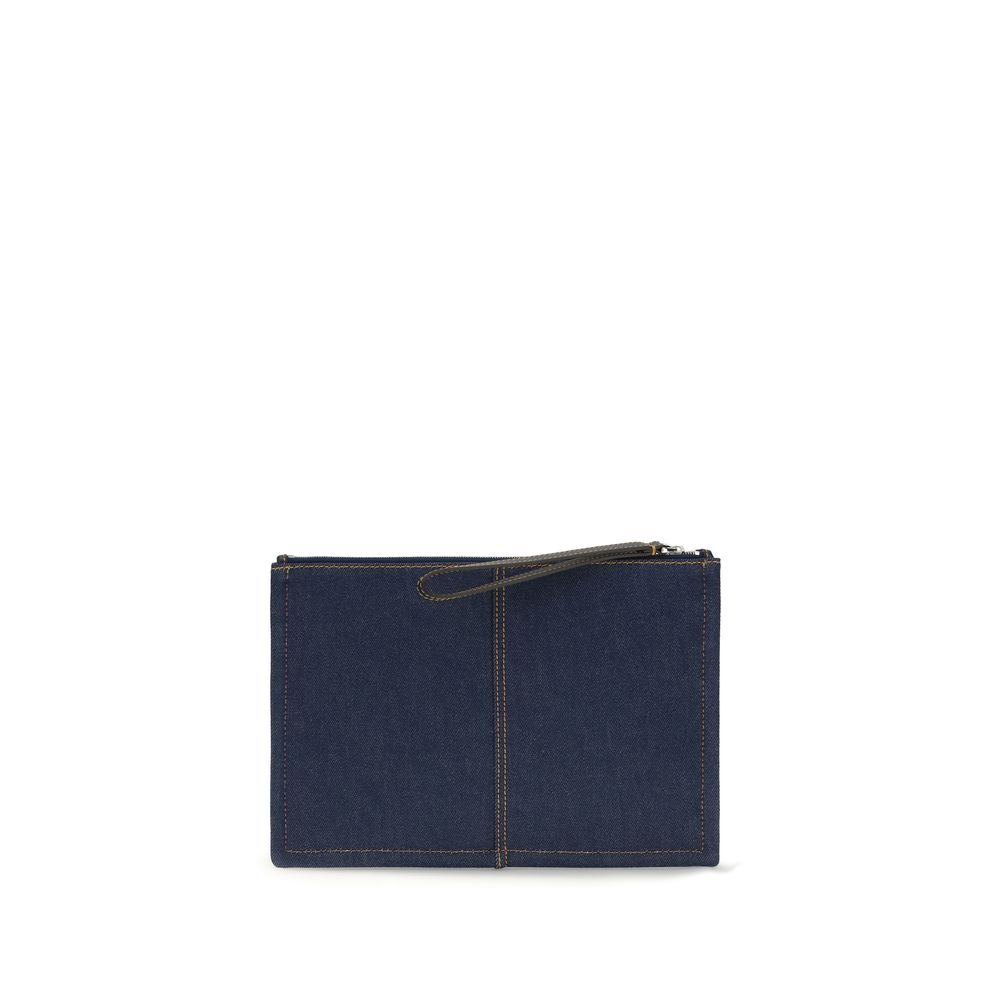 Fendi Blue Cotton Clutch Bag
