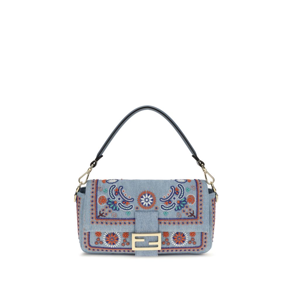 Fendi Blue Cotton Shoulder Bag