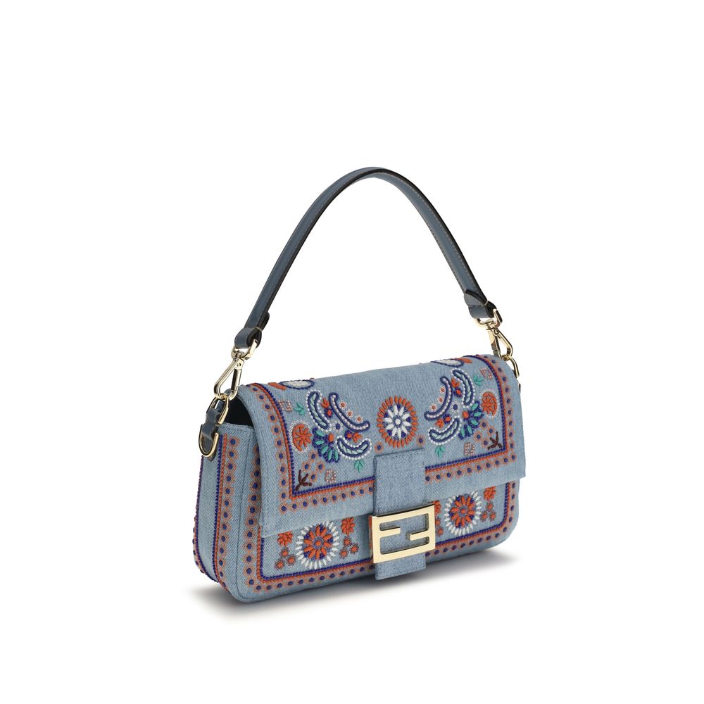 Fendi Blue Cotton Shoulder Bag