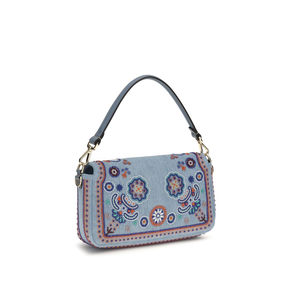 Fendi Blue Cotton Shoulder Bag