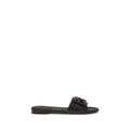Fendi Black Calf Leather Bos Taurus Flat Sandals