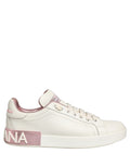 Dolce & Gabbana White Pink Leather Low Top Sneakers Shoes