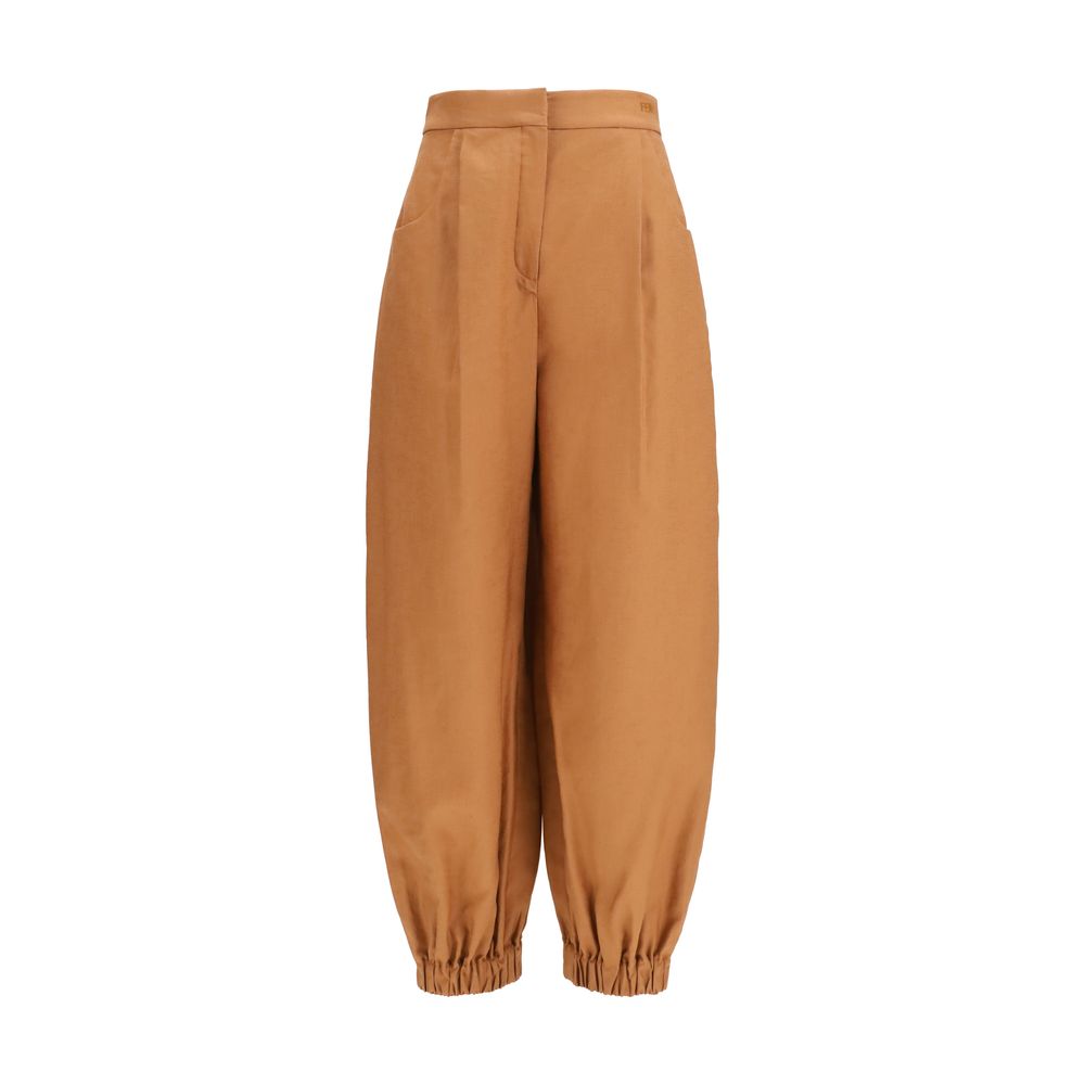 Fendi Brown Linen Casual Pants