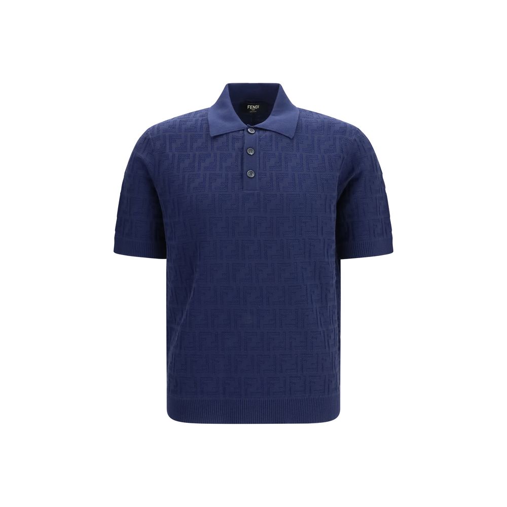 Fendi Blue Cotton Polo Shirt