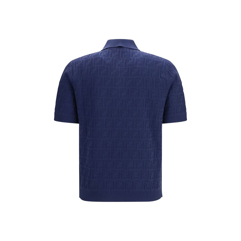 Fendi Blue Cotton Polo Shirt