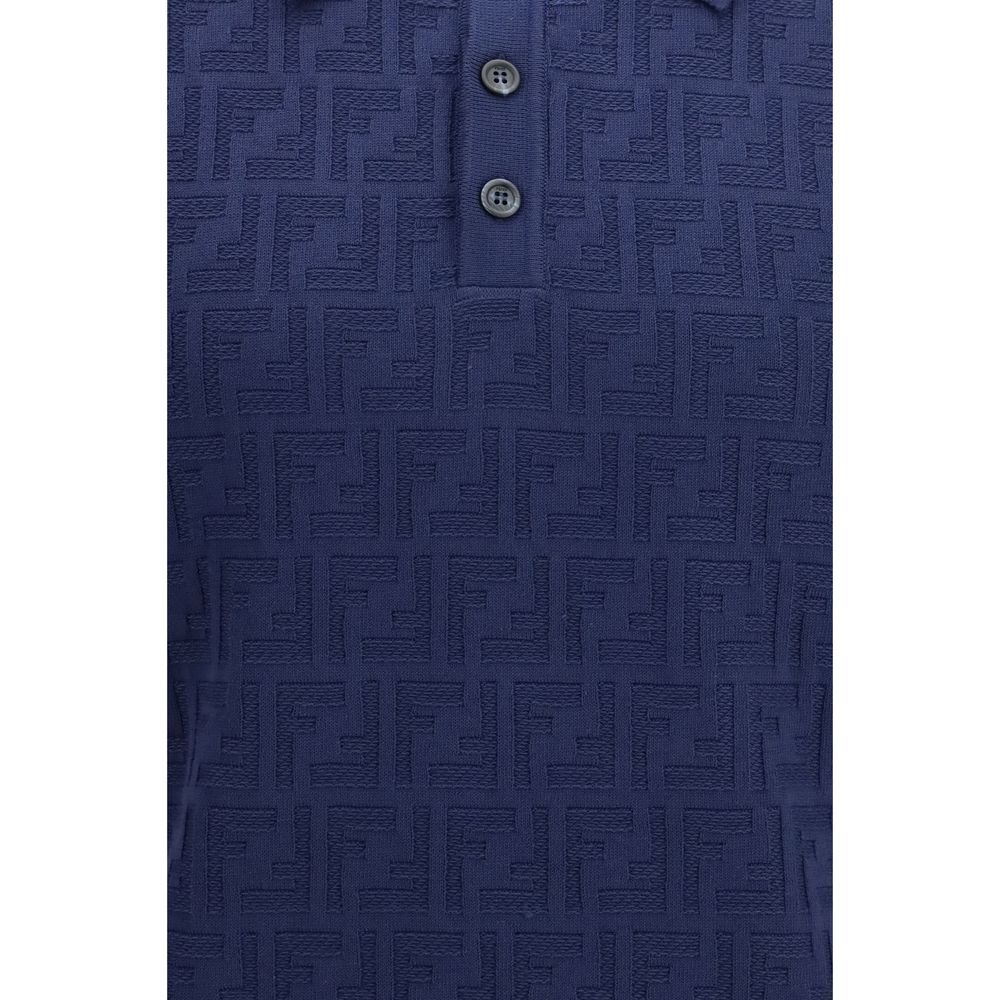 Fendi Blue Cotton Polo Shirt