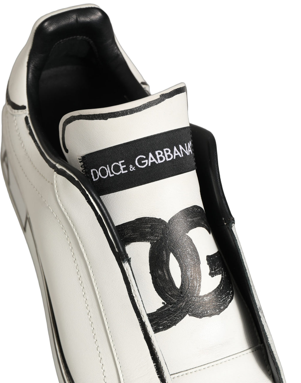 Dolce & Gabbana White Leather Portofino Low Top Sneakers Shoes